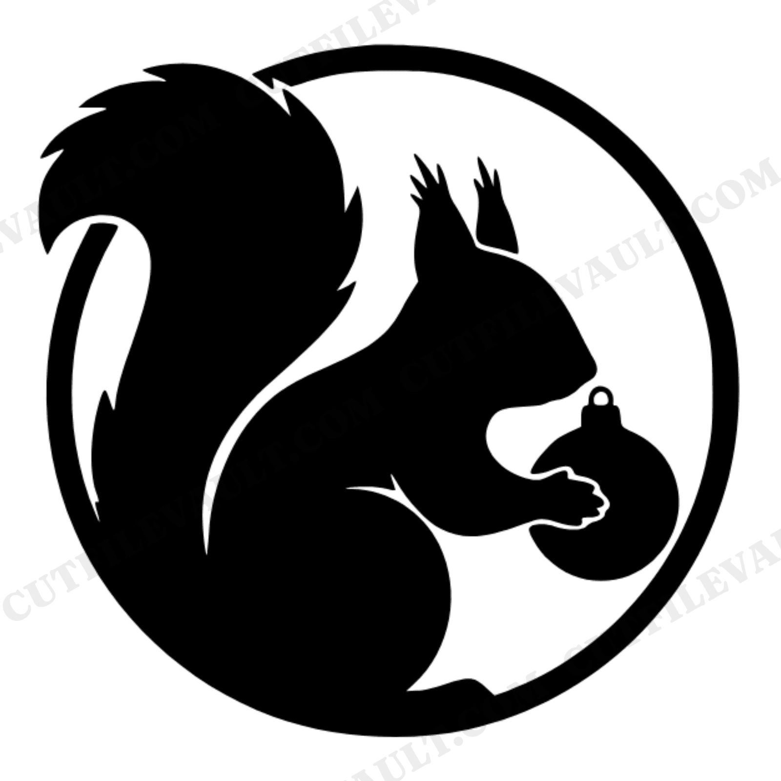 Woodland Squirrel Christmas Wreath Ornament Holder SVG PNG, Boho Holiday Cut File for Cricut, view 1