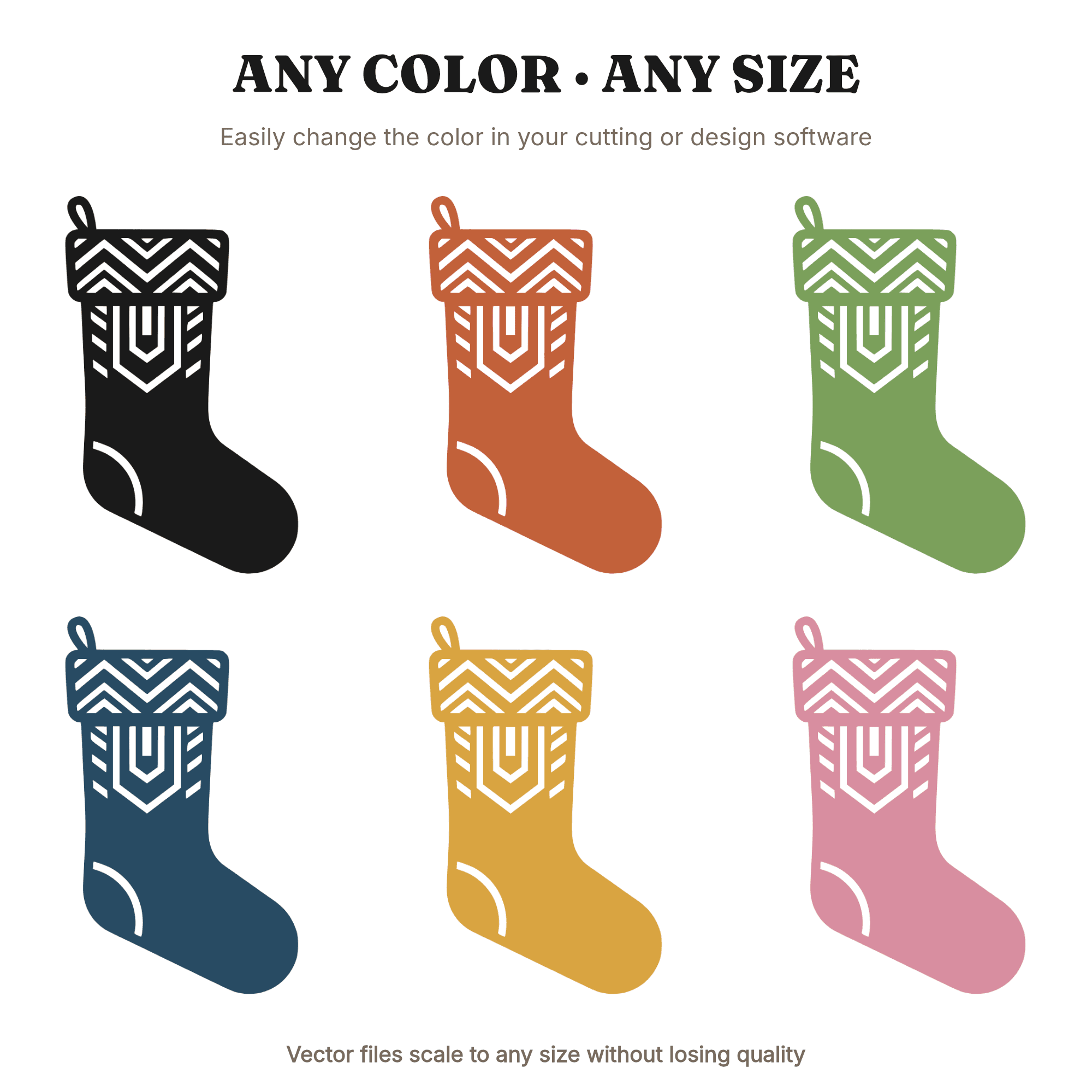 Art Deco Christmas Stocking SVG PNG, Geometric Farmhouse Silhouette Cut File for Cricut, view 2