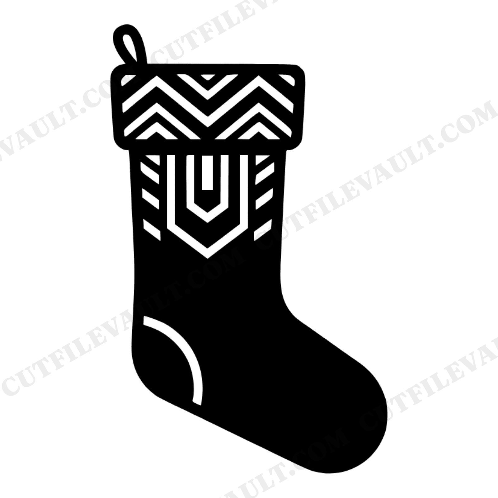 Art Deco Christmas Stocking SVG PNG, Geometric Farmhouse Silhouette Cut File for Cricut, view 1