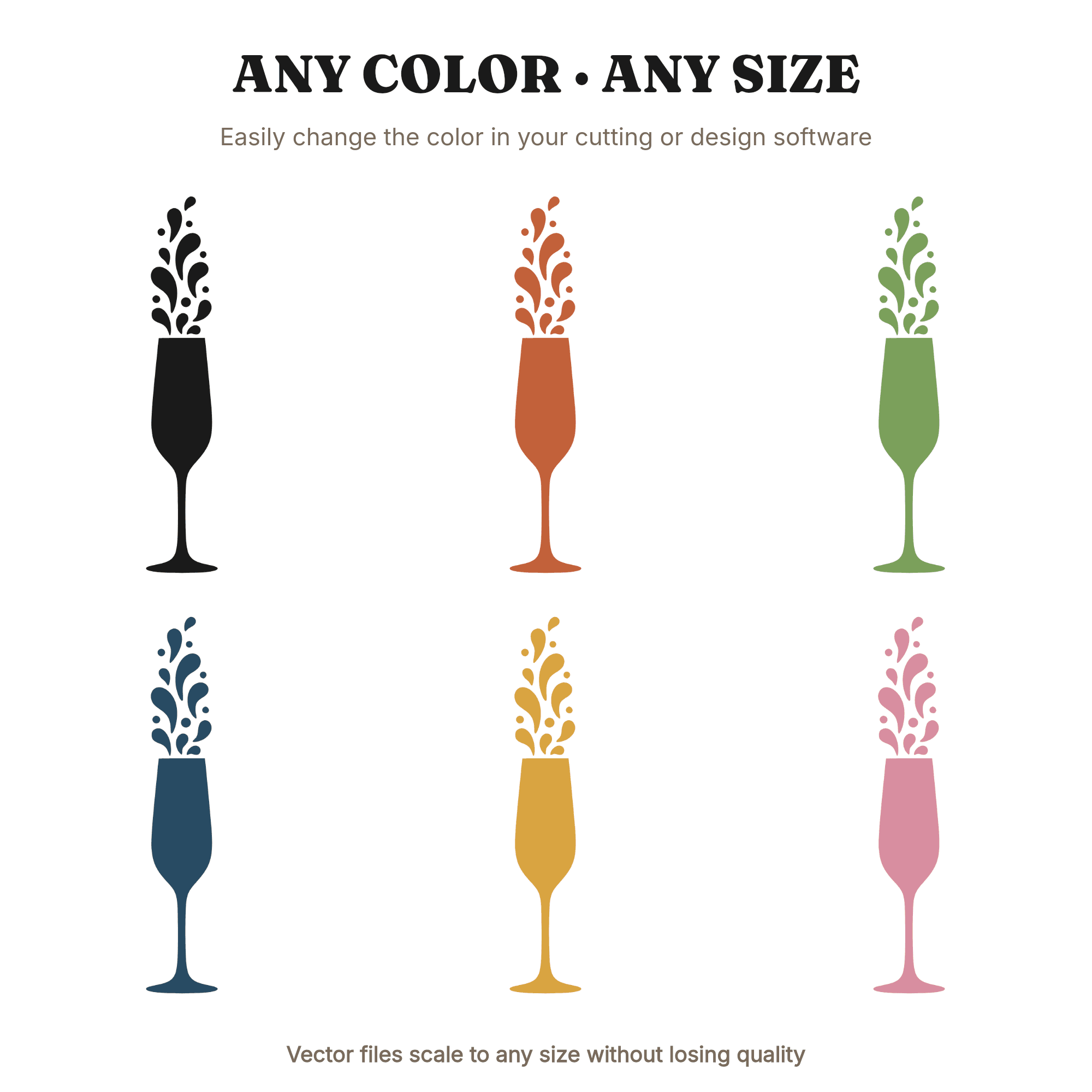 Champagne Flute SVG with Bubbles, Celebration Toast PNG, Wedding Bar Decal Cut File, view 2