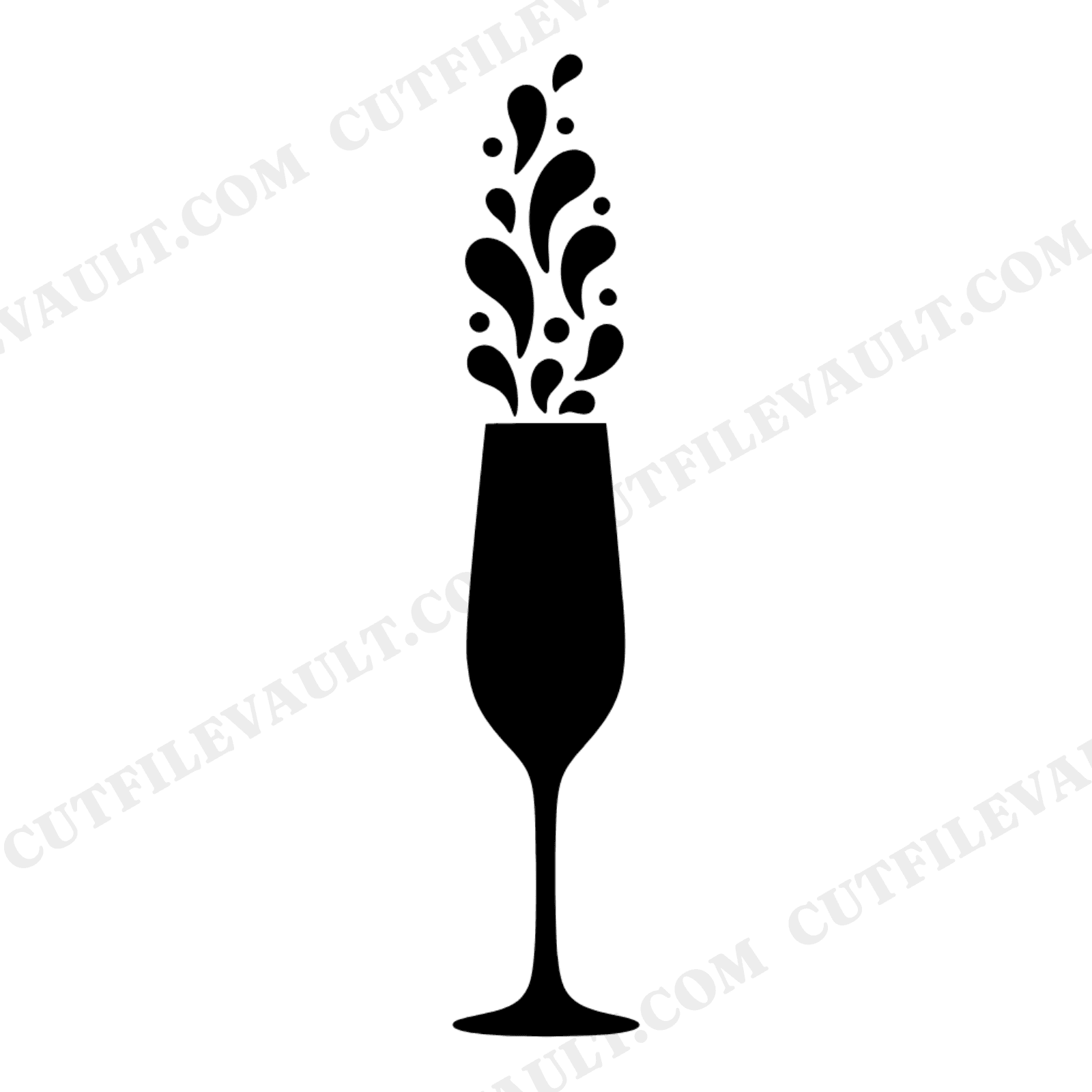 Champagne Flute SVG with Bubbles, Celebration Toast PNG, Wedding Bar Decal Cut File, view 1