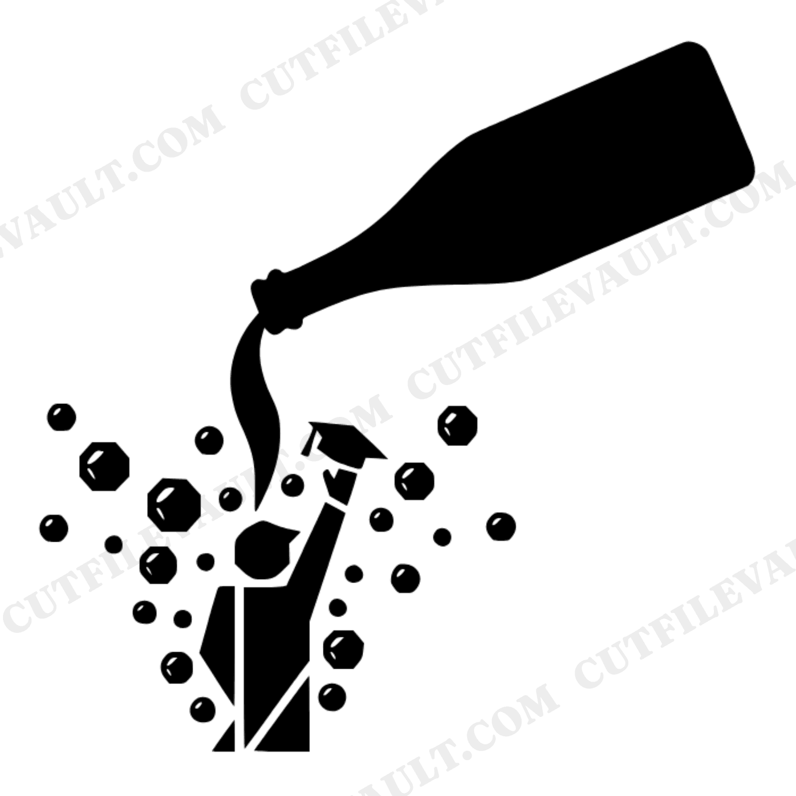Teacher Appreciation Champagne SVG PNG, Mid Century Art Deco Celebration Cut File for Cricut, view 1