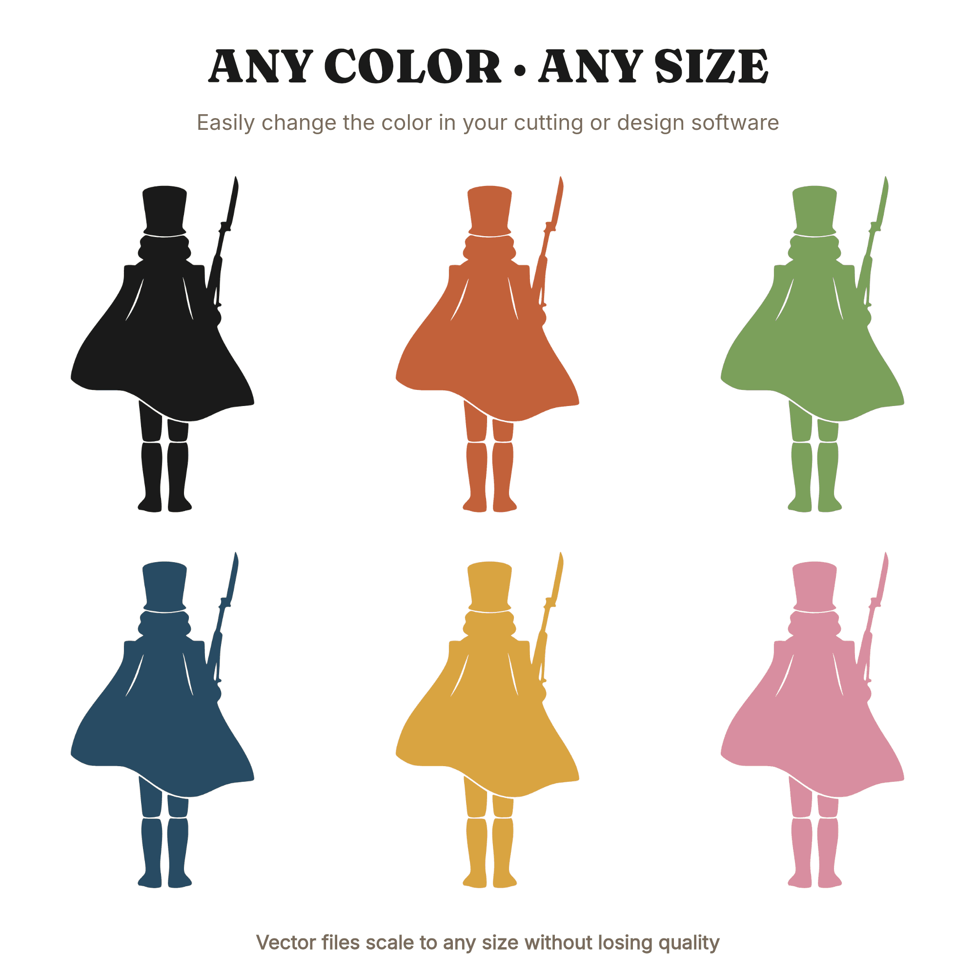 Nutcracker Soldier Back View SVG, Abstract Christmas Silhouette PNG, Holiday Cut File Design, view 2