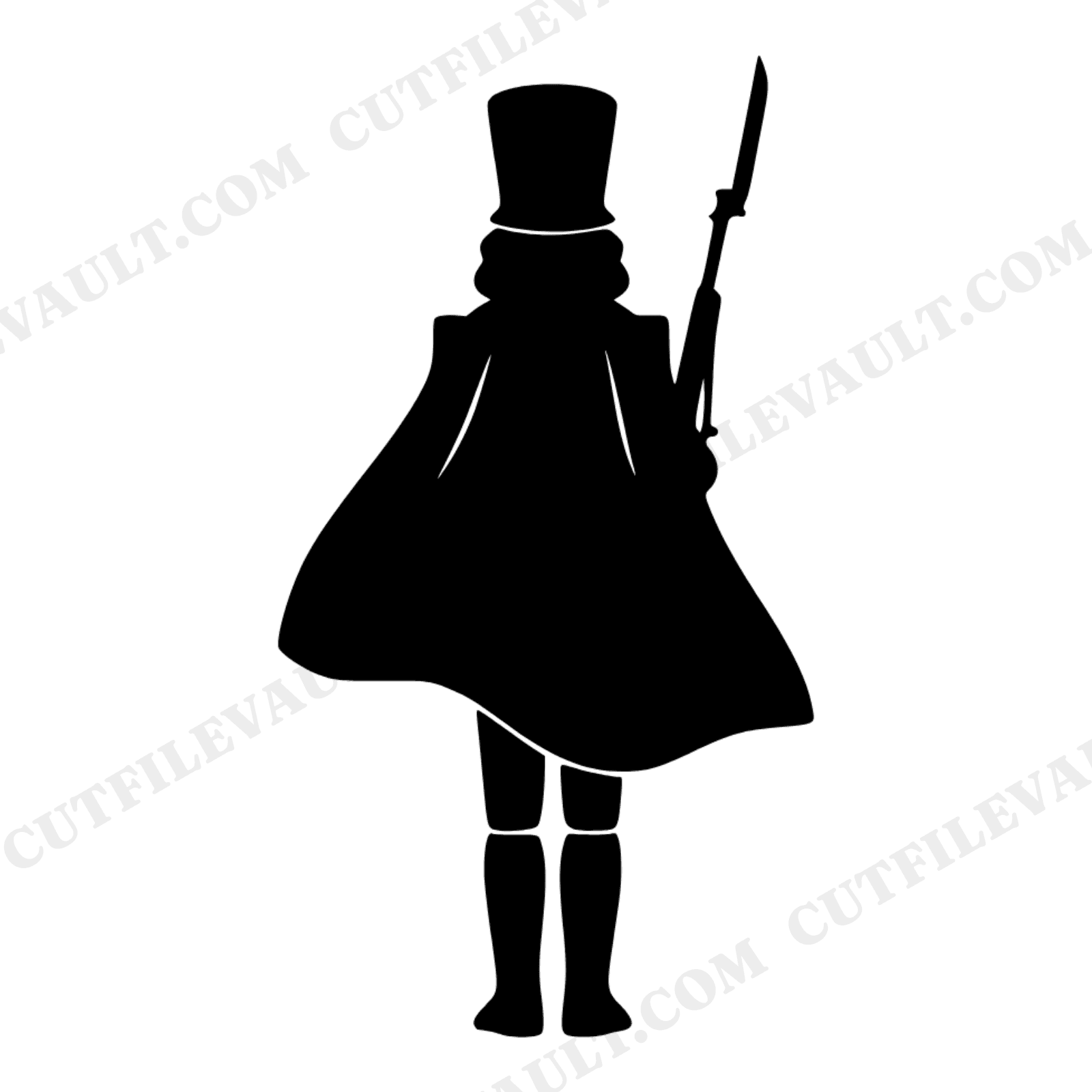 Nutcracker Soldier Back View SVG, Abstract Christmas Silhouette PNG, Holiday Cut File Design, view 1