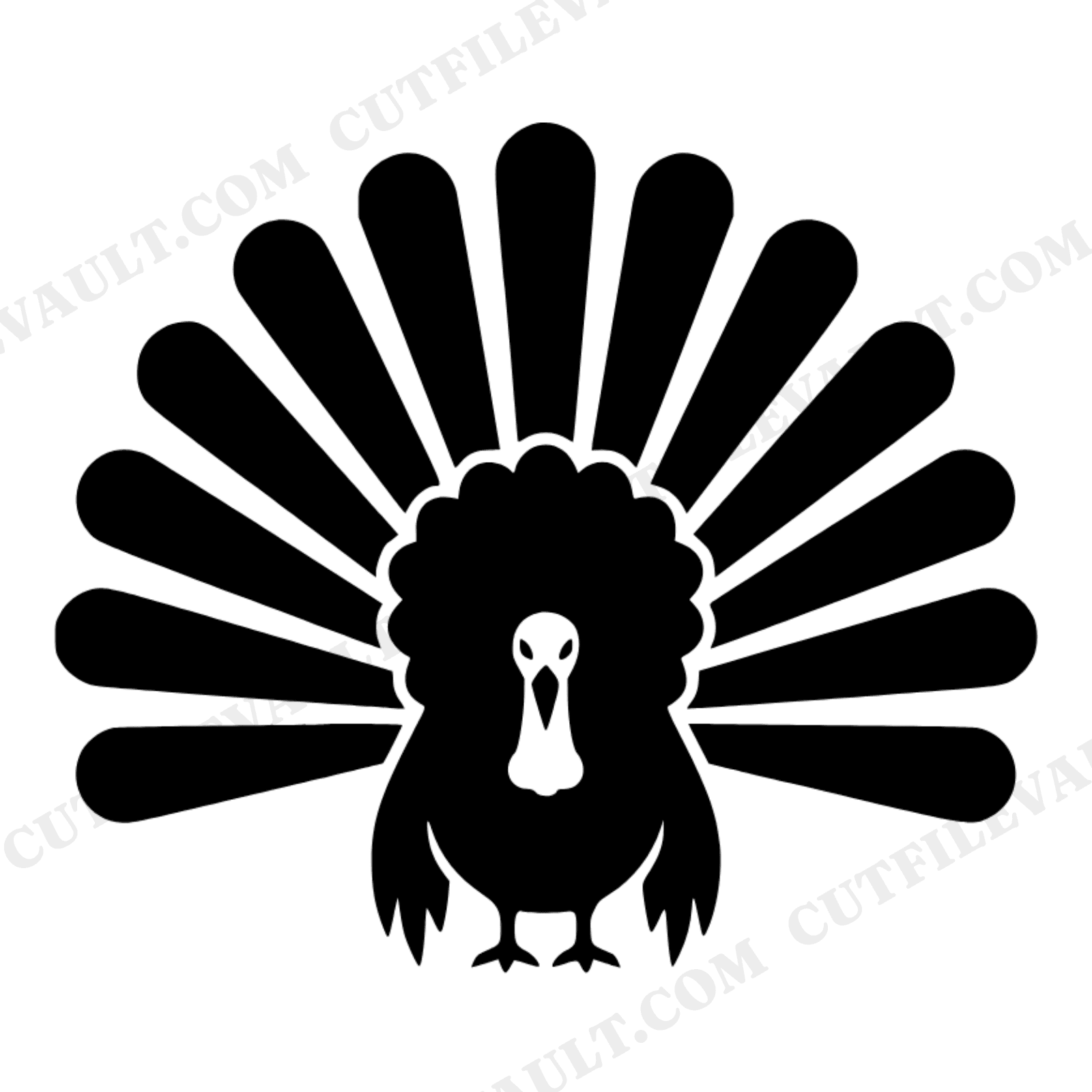 Thanksgiving Turkey SVG, Farmhouse Turkey Fan Tail Silhouette PNG, Scandinavian Line Art Cut File, view 1