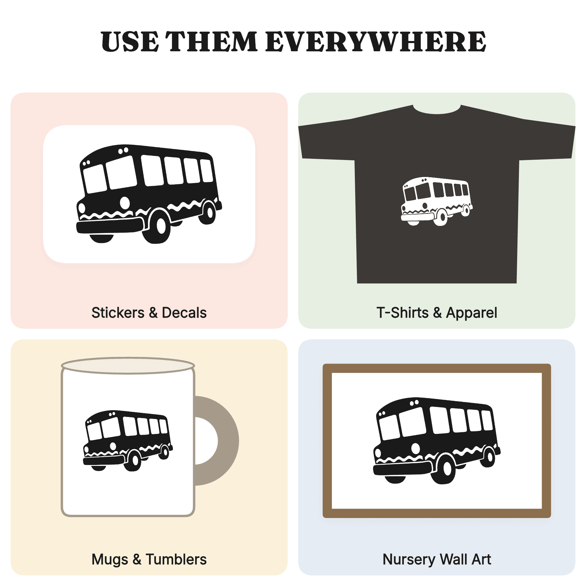 Groovy Retro School Bus SVG PNG, Kawaii Tilted Bus Cut File, 70s Back to School Classroom Decor, view 3