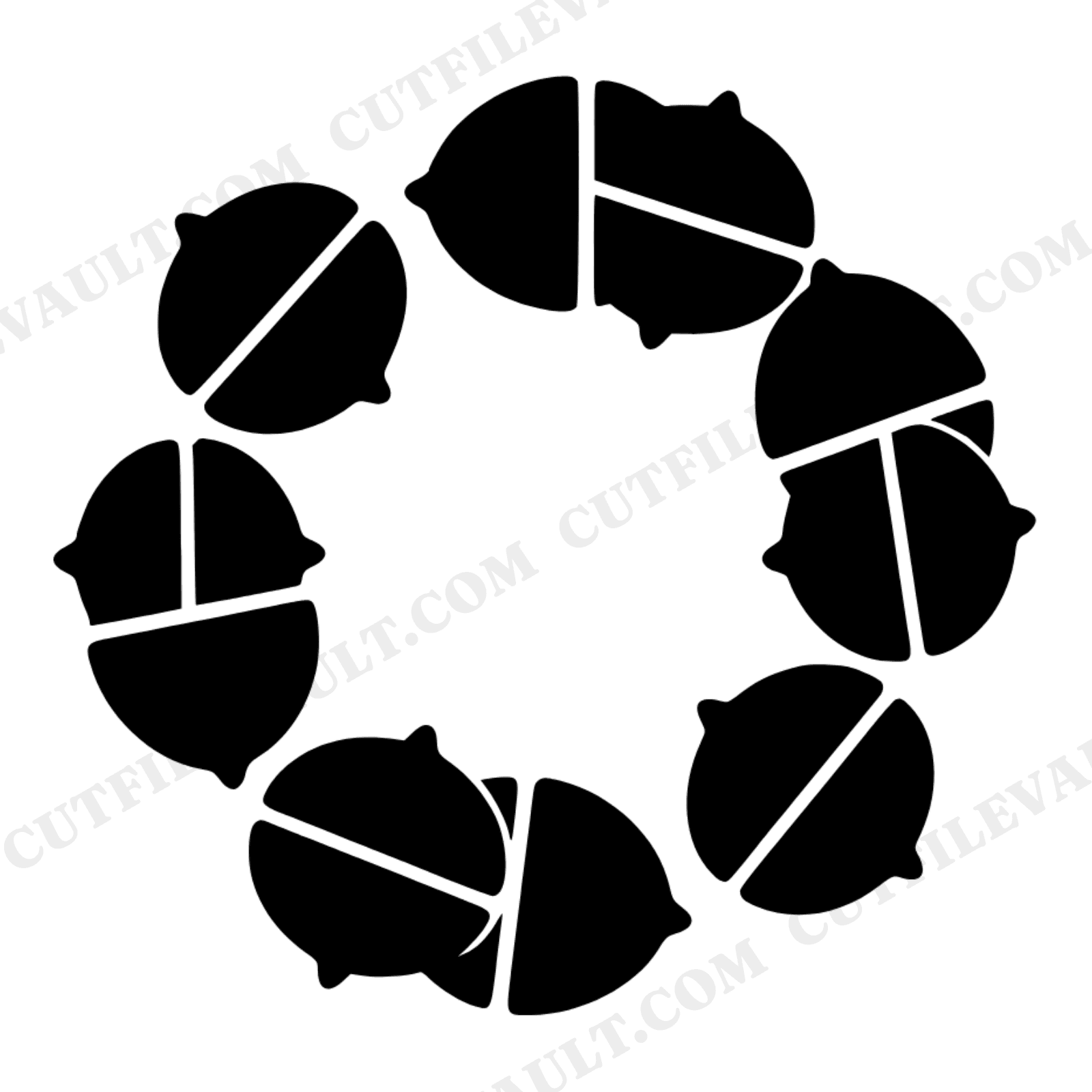 Retro Groovy Acorn Wreath SVG PNG, Art Deco Autumn Harvest Cut File, 1970s Fall Decor Design, view 1