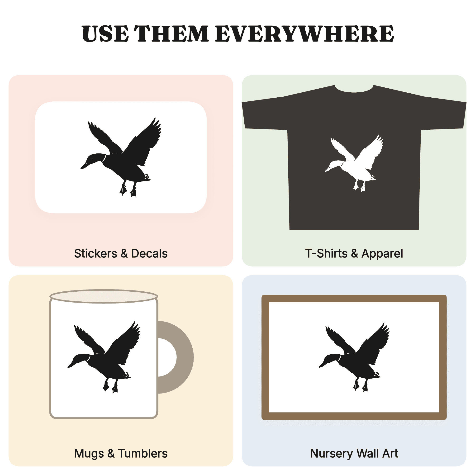 Landing Mallard Duck SVG PNG, Wings Up Silhouette, Farmhouse Decor, Hunting Season Cut File, view 3
