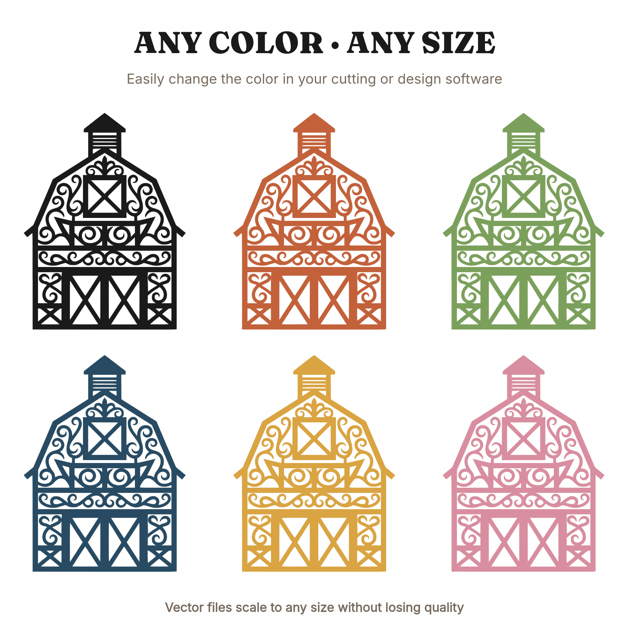 Symmetrical Barn SVG PNG, Halloween Farmhouse Silhouette, Ornamental Cross Beams Cut File, view 2