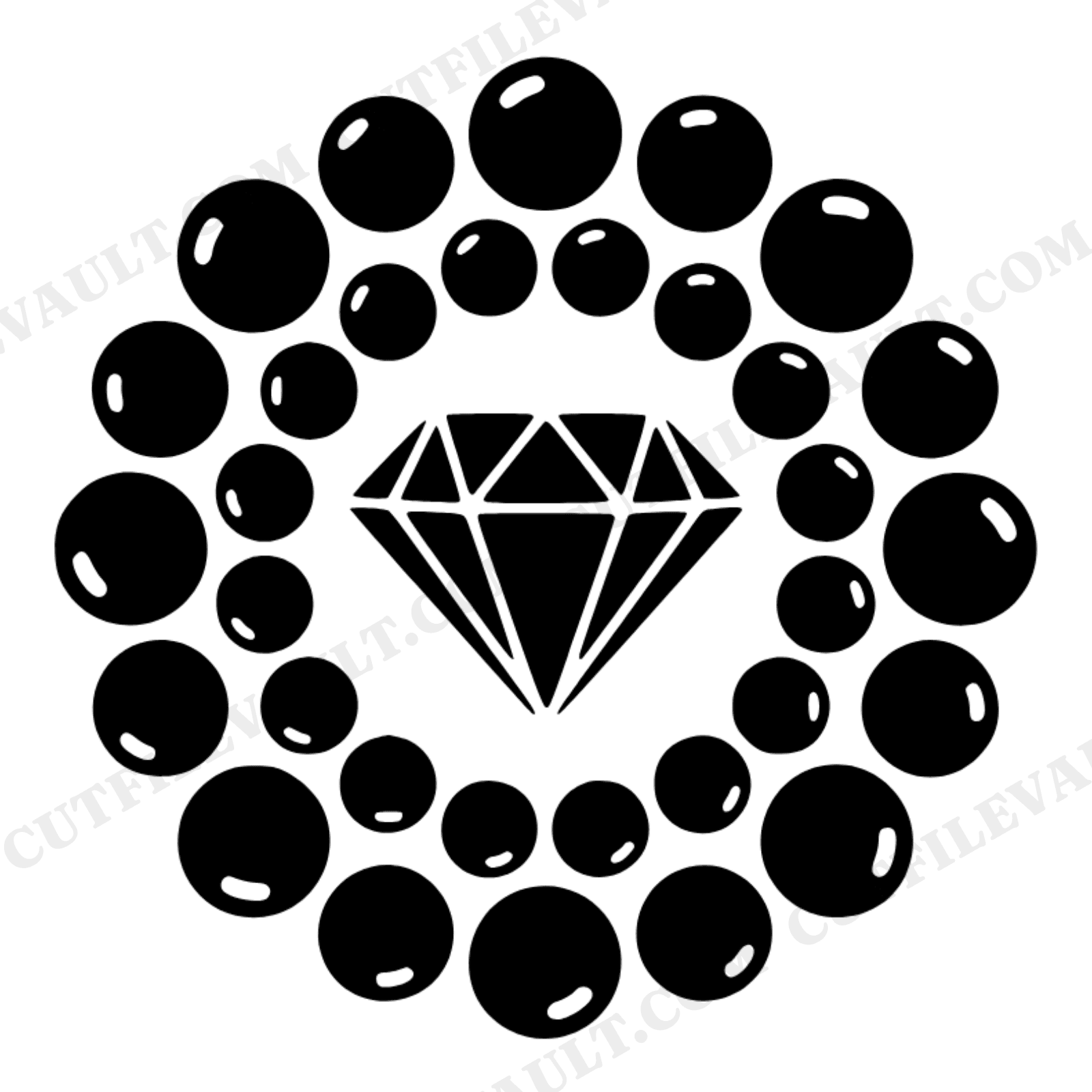 Celestial Gemstone SVG with Chrome Bubble Halo PNG, Mystical Crystal Cut File, Y2K Cosmic Design, view 1