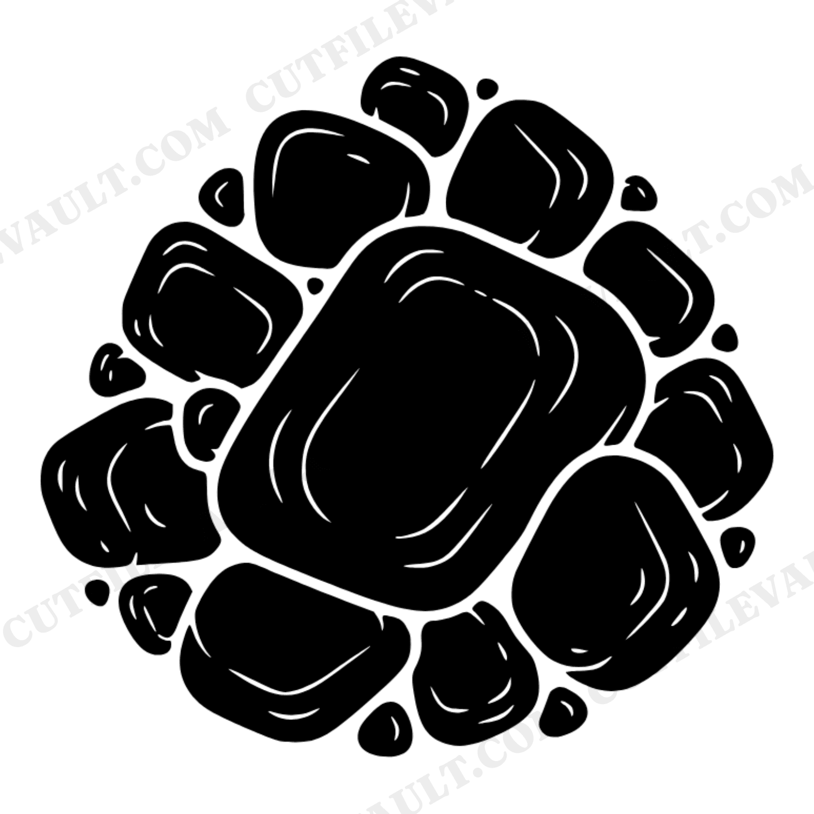 Tumbled Stones SVG PNG, Overhead View Scattered Minerals, Brutalist Organic Shapes Cut File, view 1