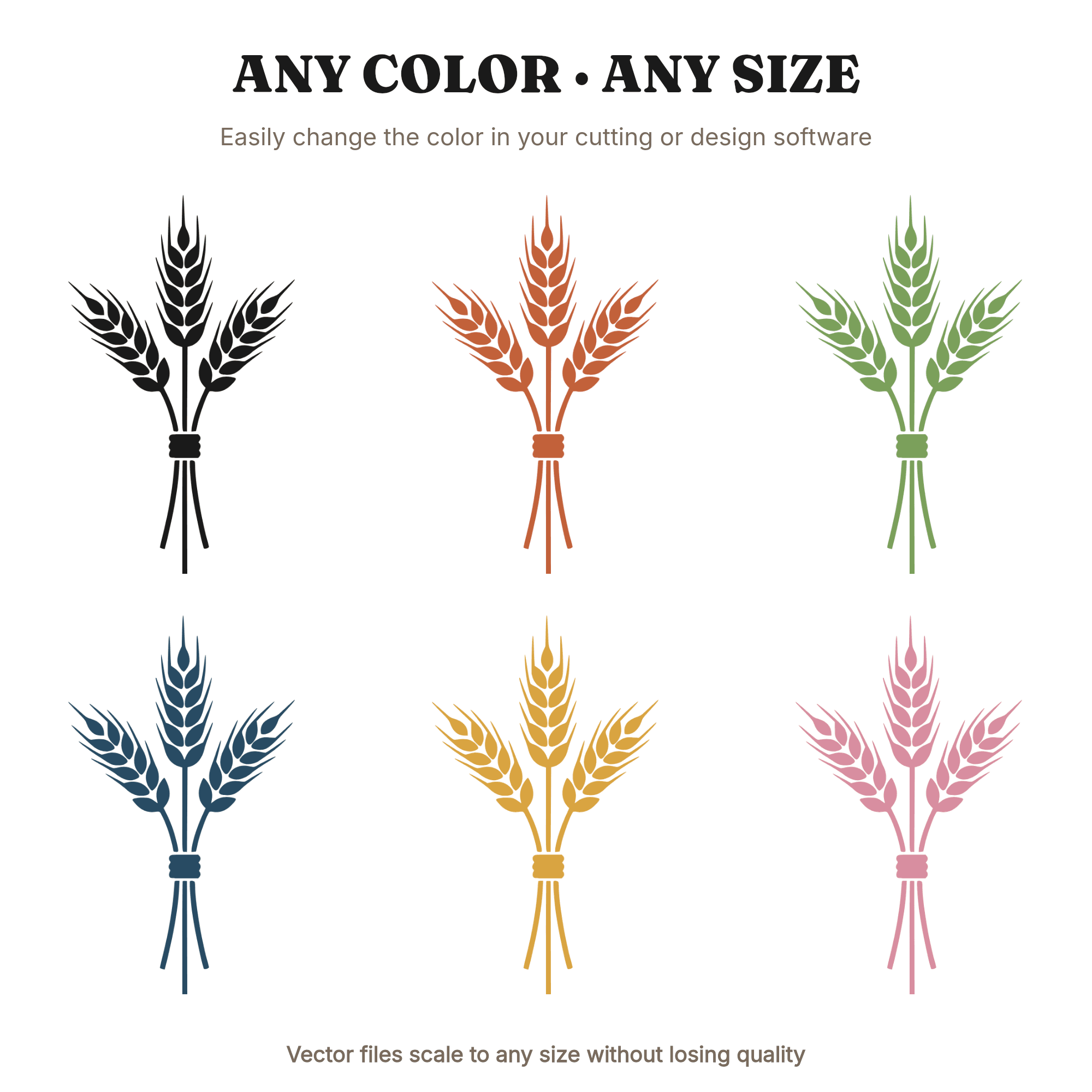 Asymmetric Wheat Bundle SVG PNG Farmhouse Harvest Silhouette Cut File Thanksgiving Decor, view 2