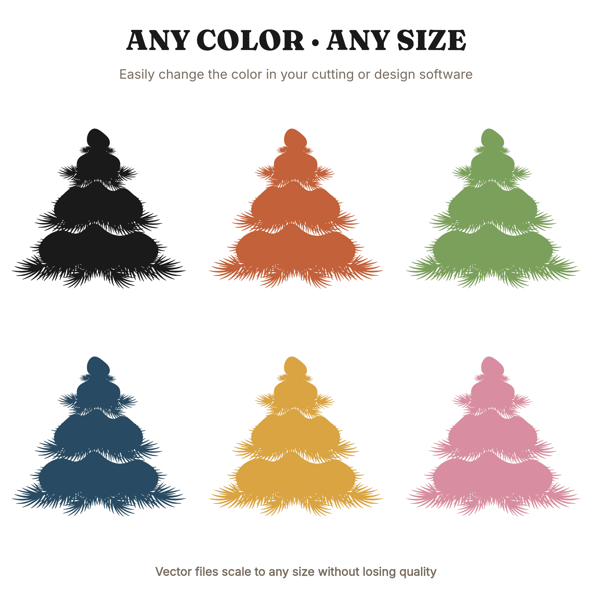 Tiered Evergreen Pyramid Tower SVG PNG, Modern Farmhouse Christmas Tree Alternative Cut File, view 2
