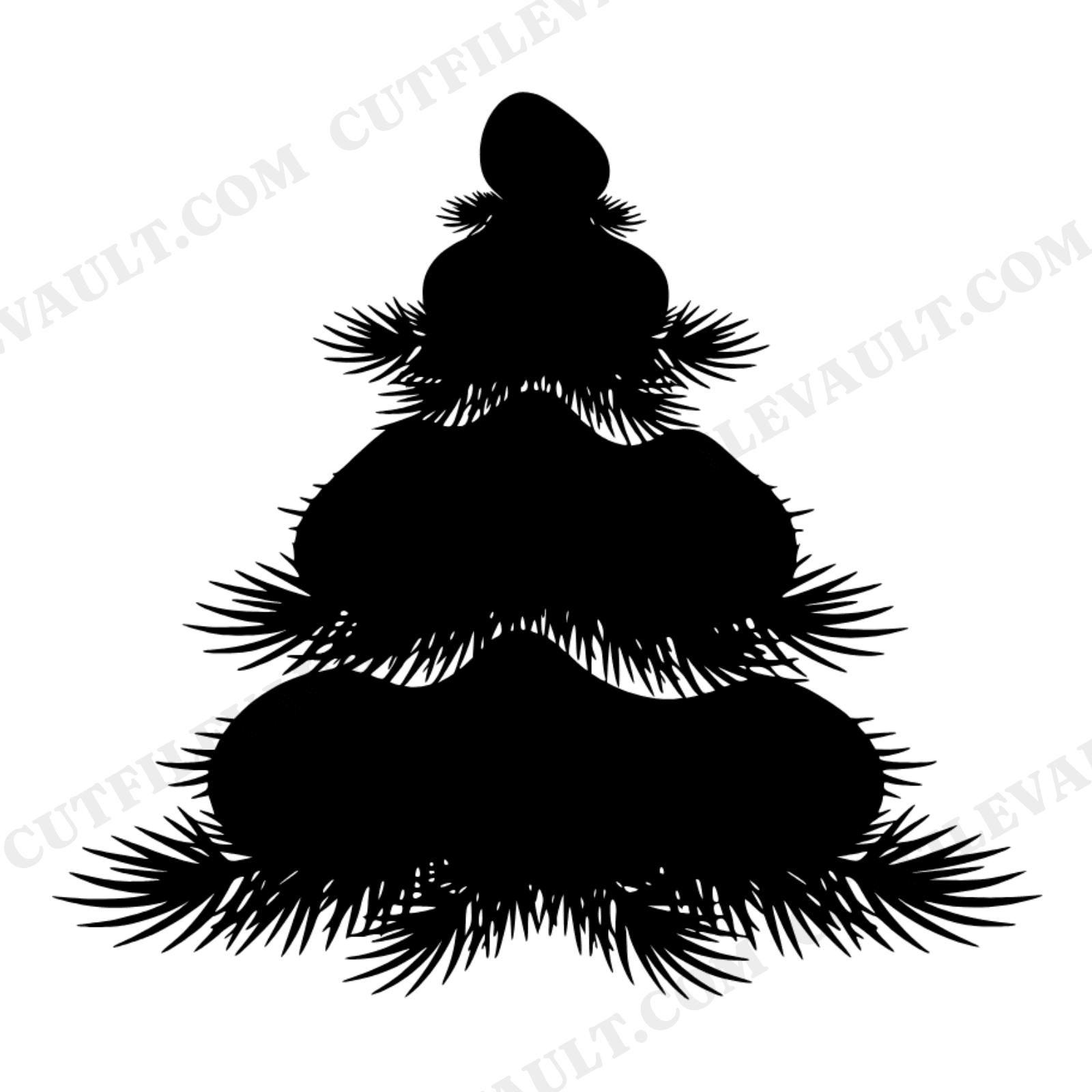 Tiered Evergreen Pyramid Tower SVG PNG, Modern Farmhouse Christmas Tree Alternative Cut File, view 1