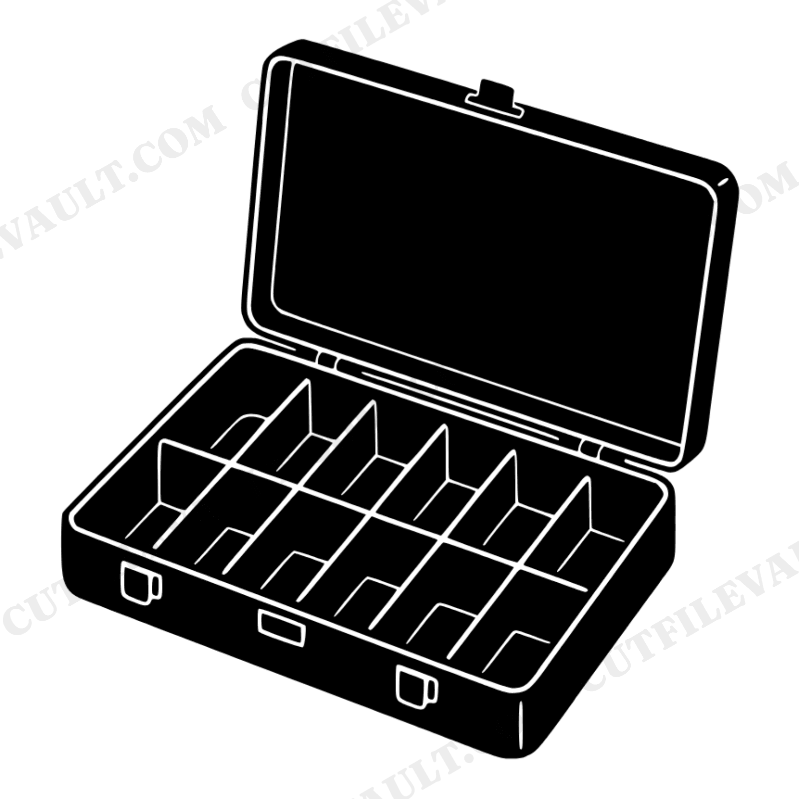 Vintage Tackle Box SVG PNG Overhead View Retro 70s Fishing Cut File Labor Day Design, view 1