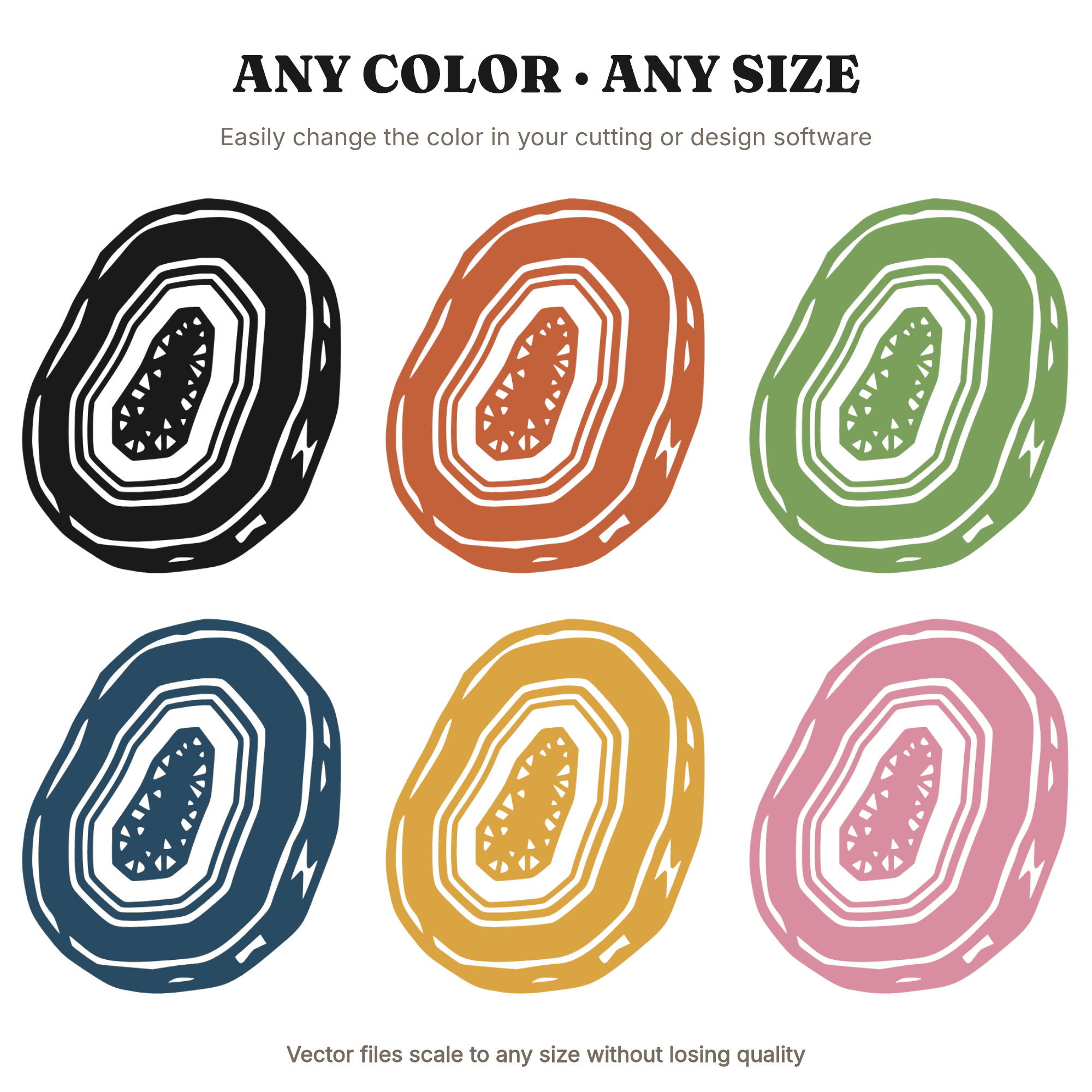 Tilted Geode Slice SVG PNG, Layered Crystal Cut File, Cottagecore Nature Design for Cricut, view 2