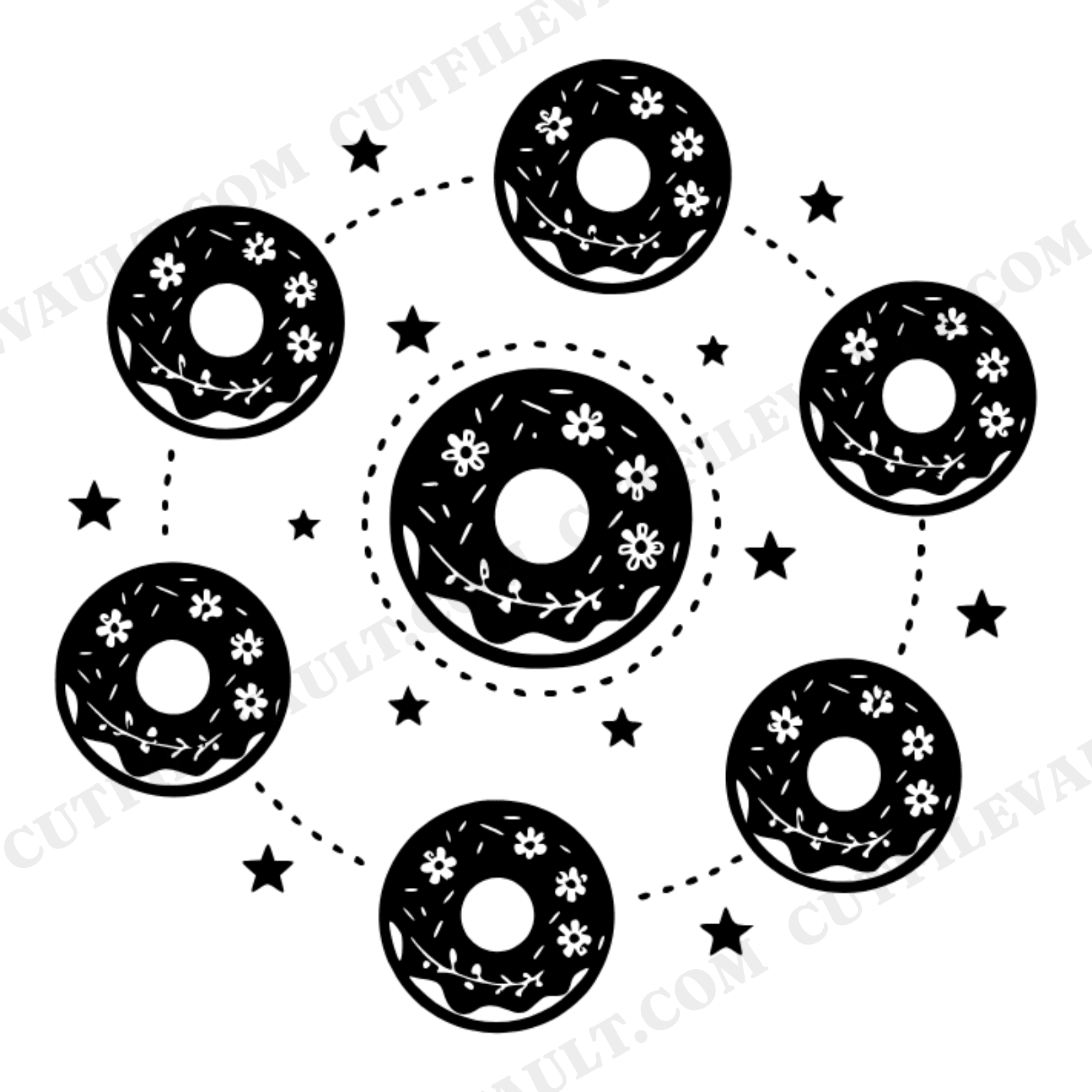 Celestial Donut Constellation SVG PNG, Cottagecore Floral Galaxy Cut File for Teacher Appreciation