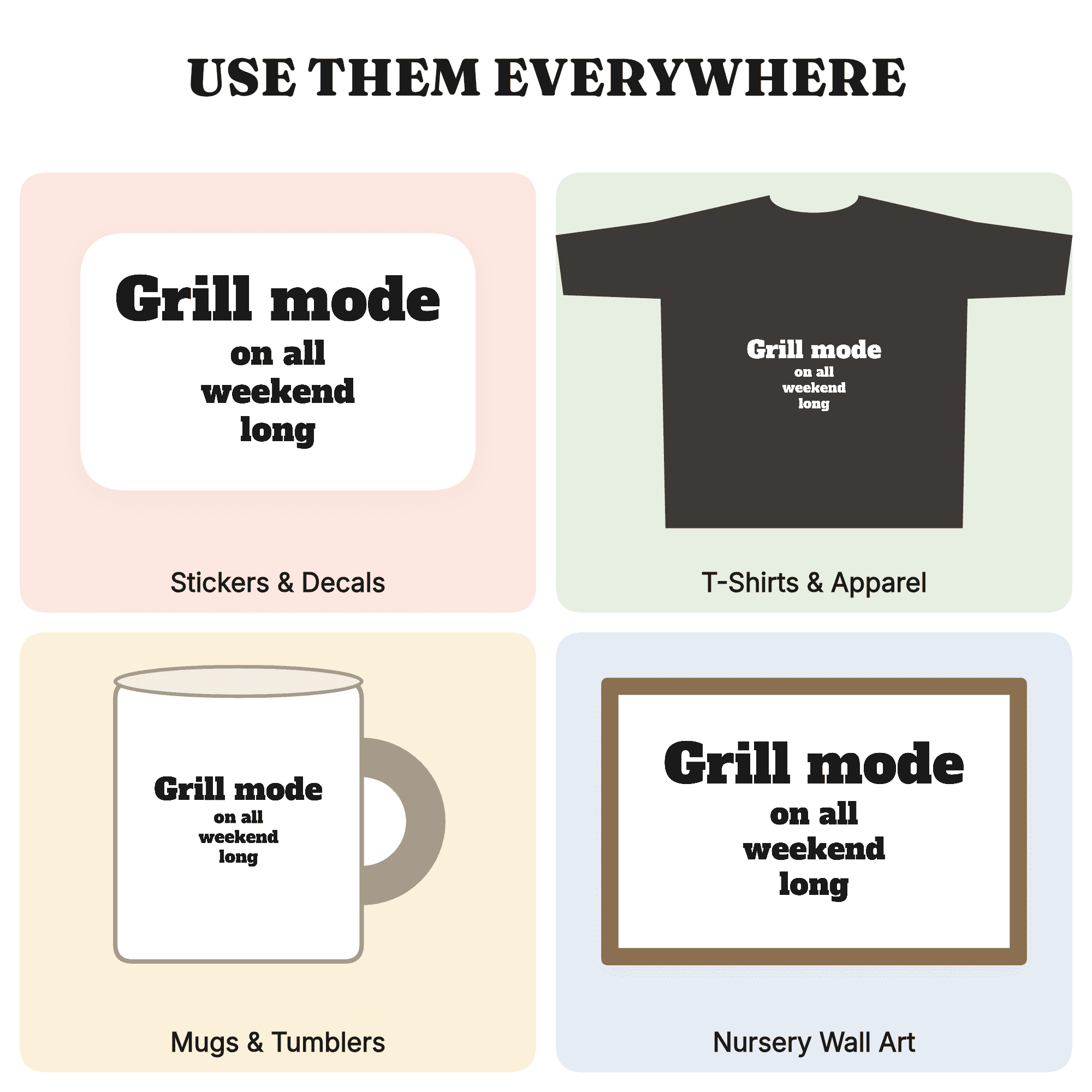 Grill Mode On Labor Day BBQ SVG PNG Kitchen Sign Cut File for Cricut Bold Hand Lettered Design, view 3