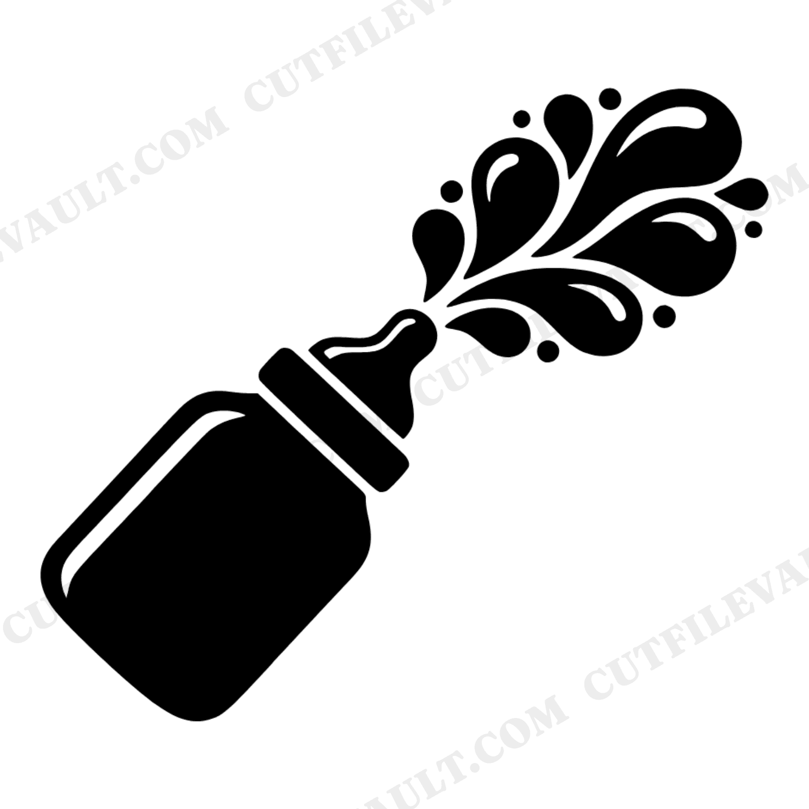 Retro 70s Baby Bottle SVG, New Years Eve Celebration Cut File, Groovy Wave Bubbles PNG Design