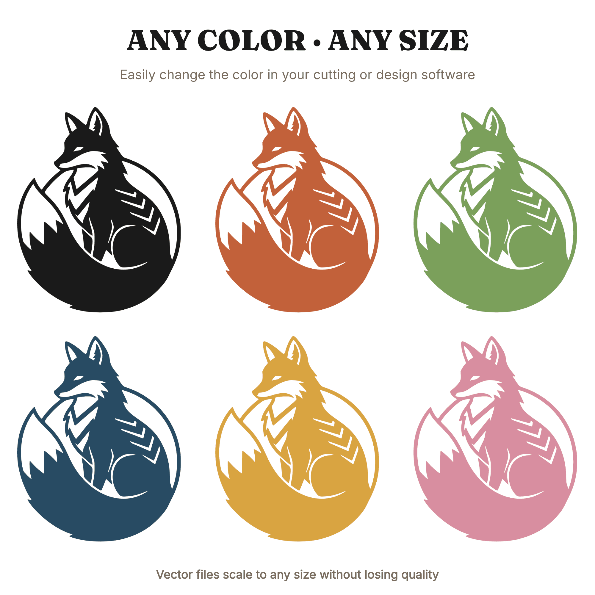 Art Deco Christmas Fox Circular Ornament SVG PNG Cut File, Geometric Fox Holiday Silhouette, view 2