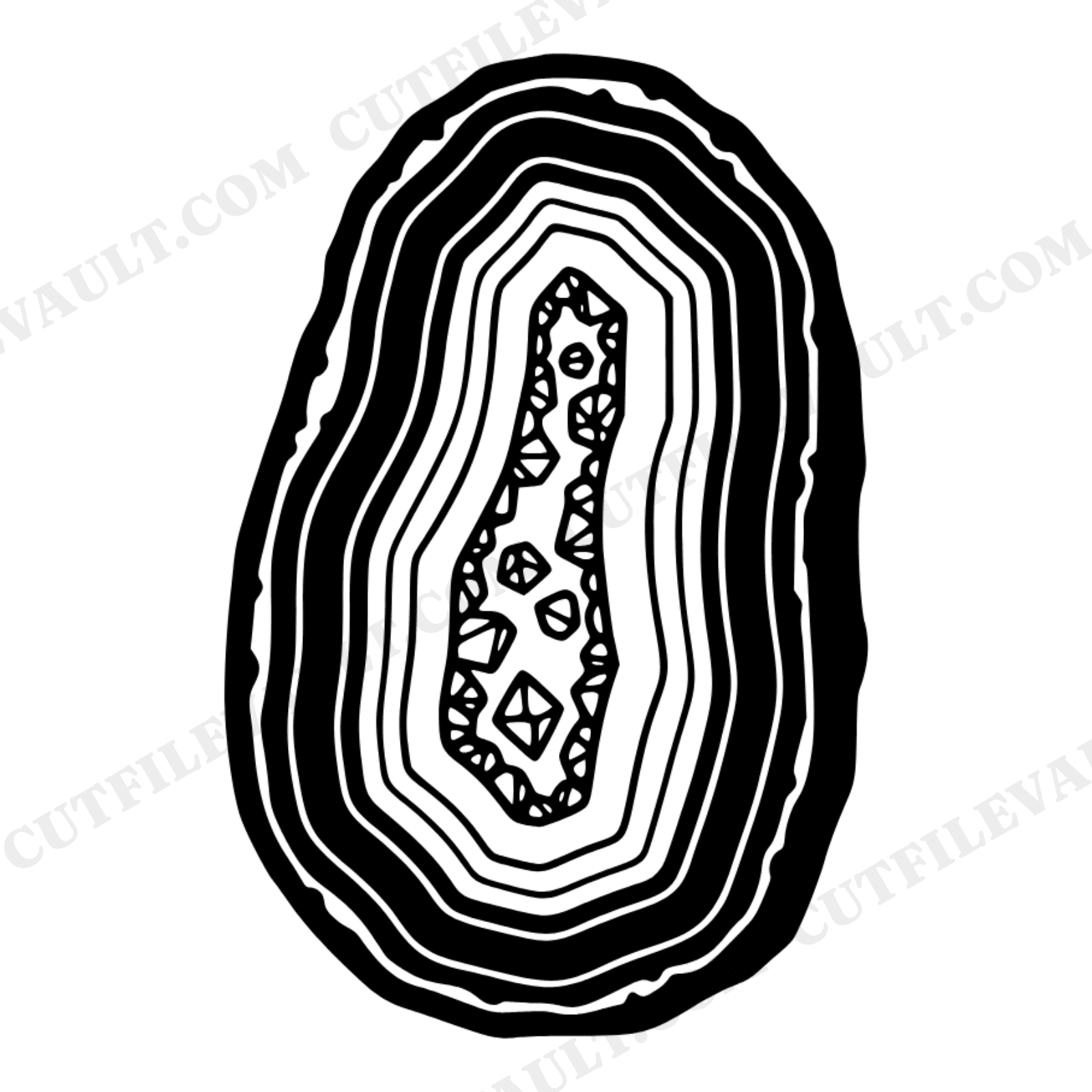 Vertical Geode Slice SVG PNG, Retro 70s Wave Cross Section, Druzy Crystal Boho Cut File, view 1
