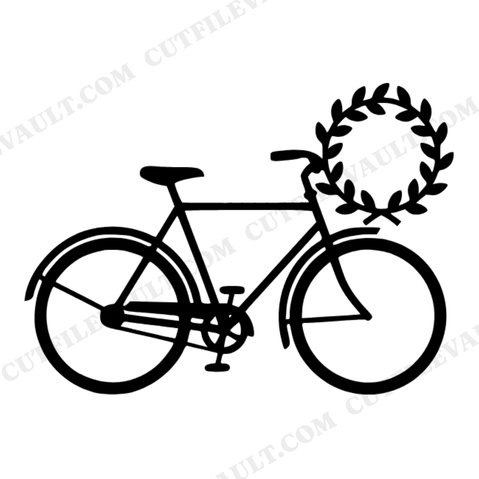 Christmas Bicycle with Wreath SVG PNG, Mid Century Minimal Holiday Cycling Cut File for Cricut, view 1