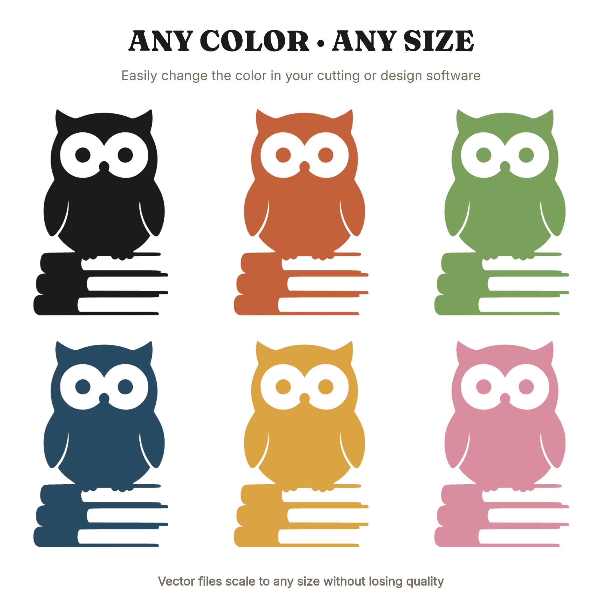Kawaii Owl on Book Stack SVG PNG Back to School Cut File for Cricut Classroom Decor, view 2