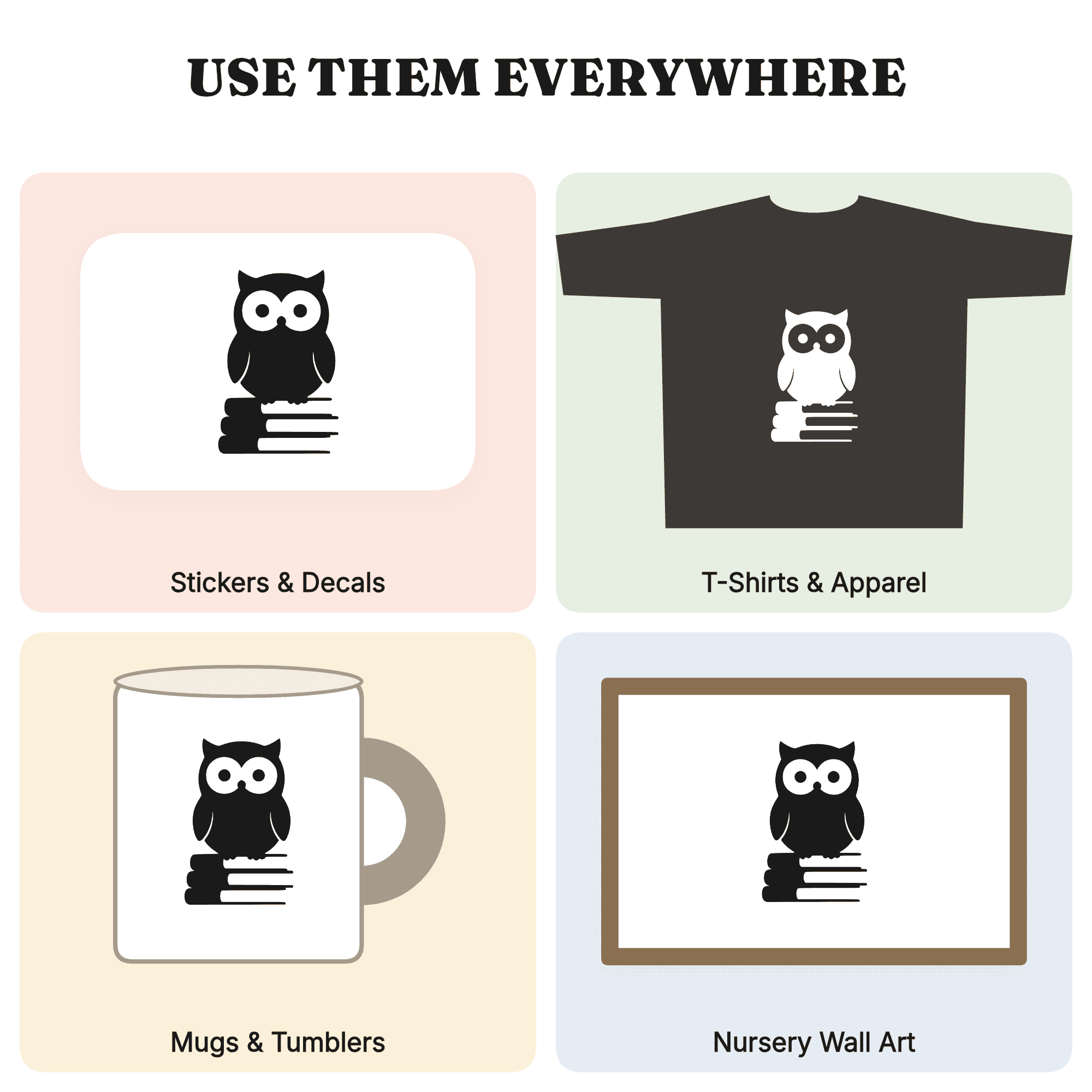Kawaii Owl on Book Stack SVG PNG Back to School Cut File for Cricut Classroom Decor, view 3