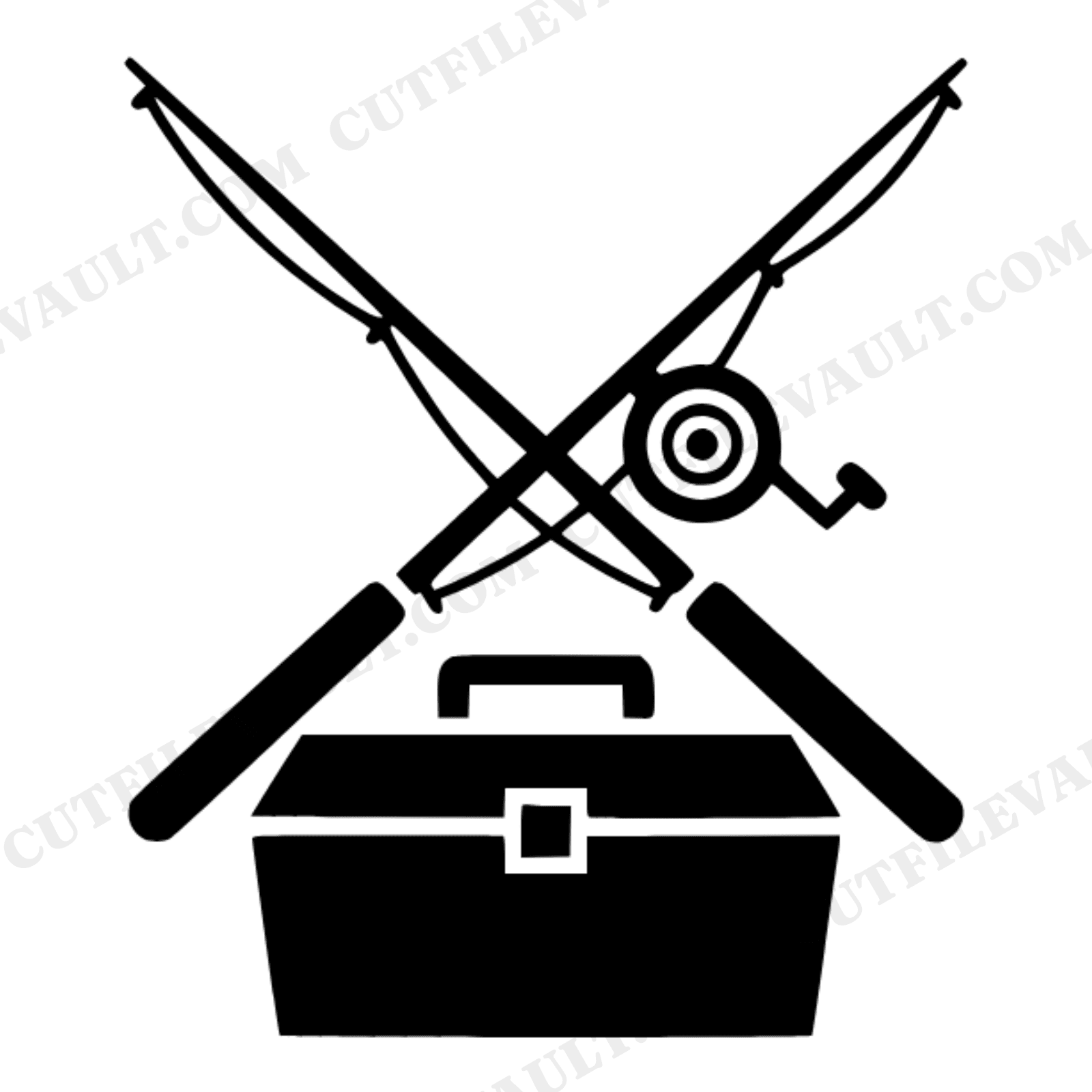 Vintage Fishing Rod and Tackle Box SVG PNG, Retro Summer Mid Century Modern Cut File