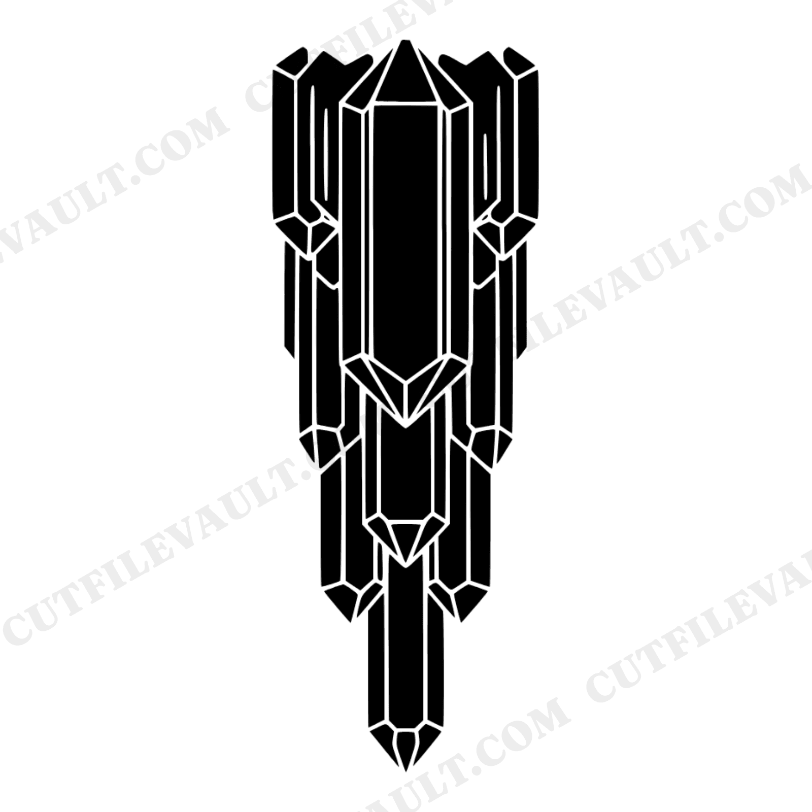 Cascading Crystal Waterfall SVG PNG, Art Deco Geometric Vertical Hanging Silhouette Cut File, view 1