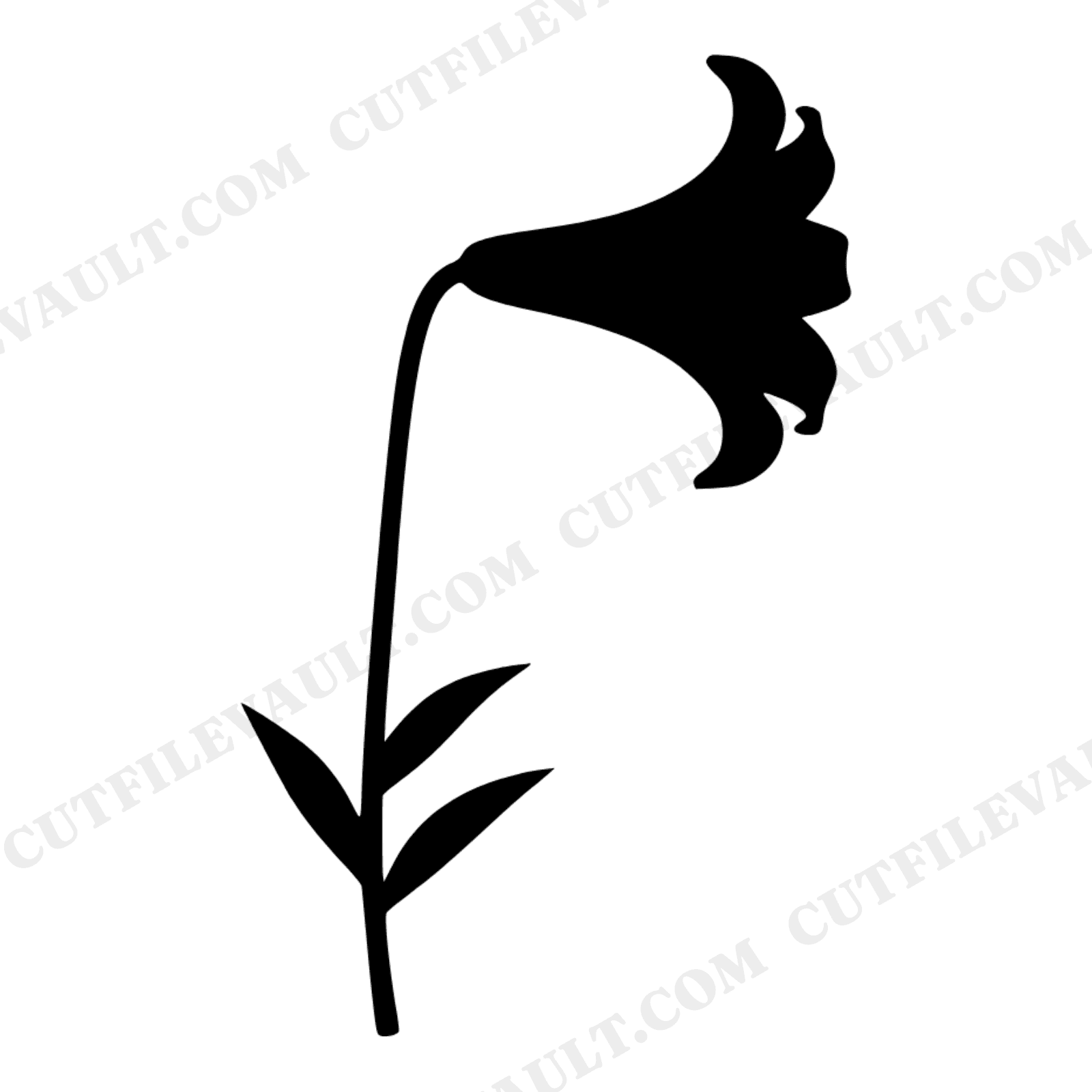Easter Lily SVG PNG Silhouette Spring Flower Cut File Scandinavian Line Art Vertical Design, view 1