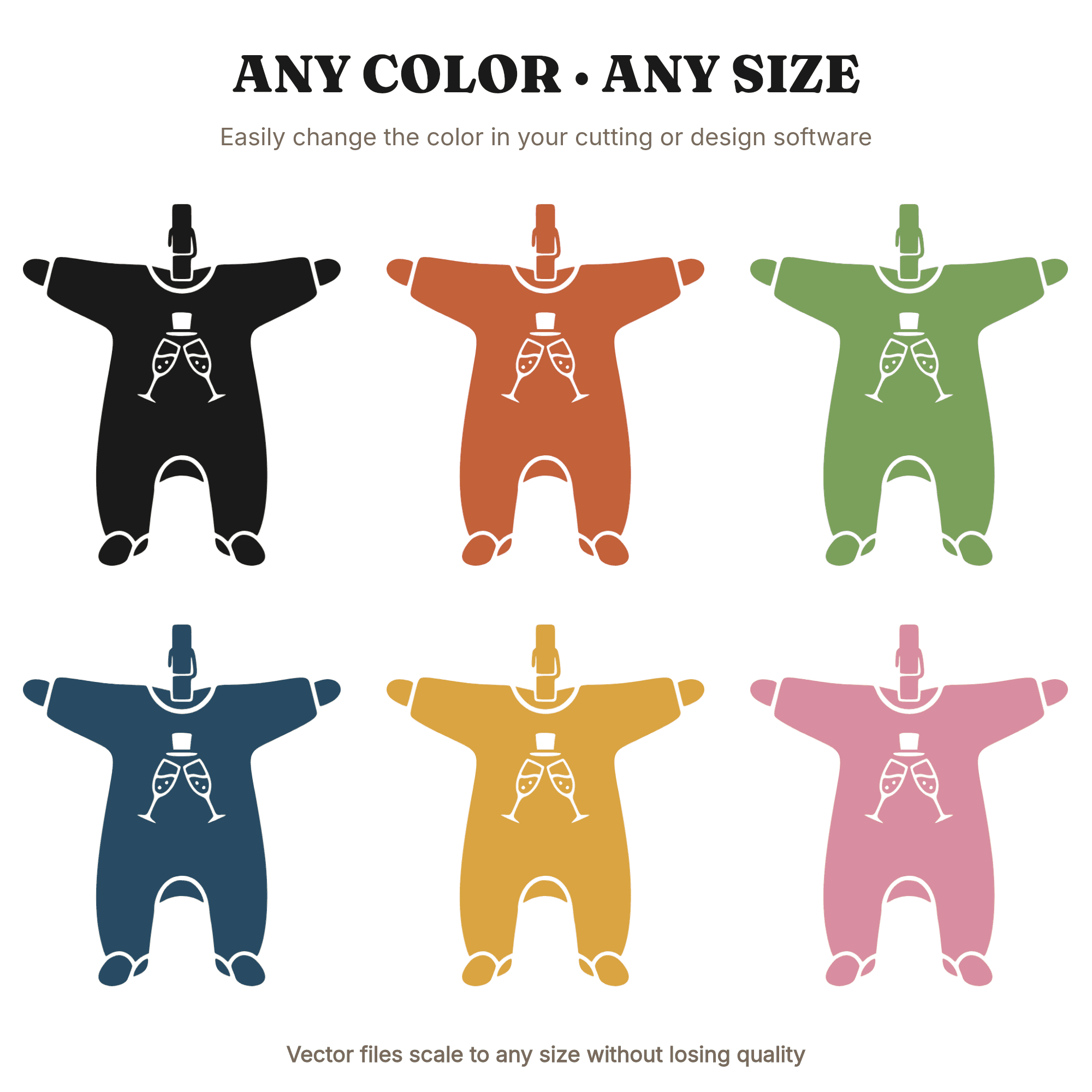 New Year Baby Onesie SVG PNG, Clothesline Nursery Decor Cut File, First Birthday Banner Design, view 2