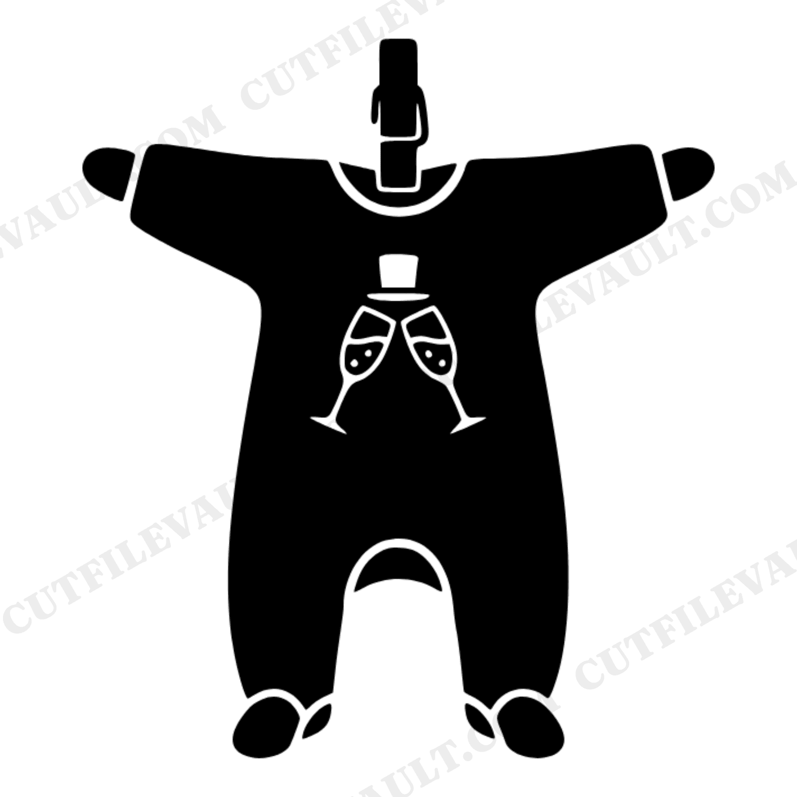 New Year Baby Onesie SVG PNG, Clothesline Nursery Decor Cut File, First Birthday Banner Design, view 1
