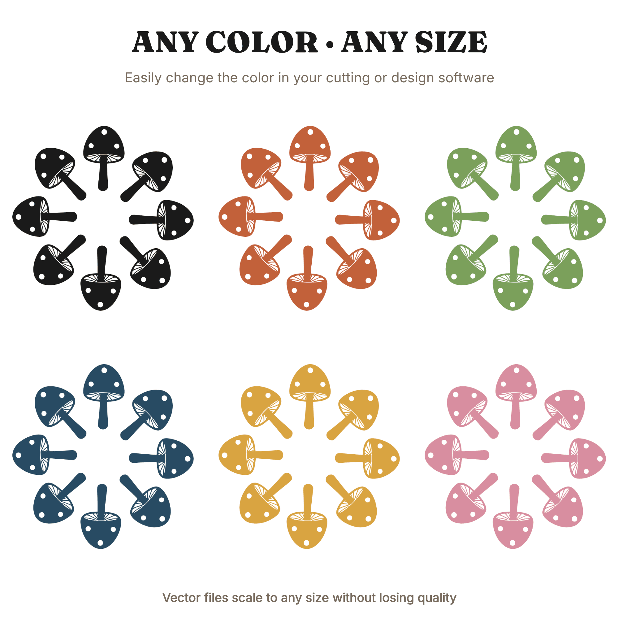 Celtic Fairy Ring Mushroom Circle SVG PNG Overhead View Cottagecore Woodland Magic Cut File, view 2