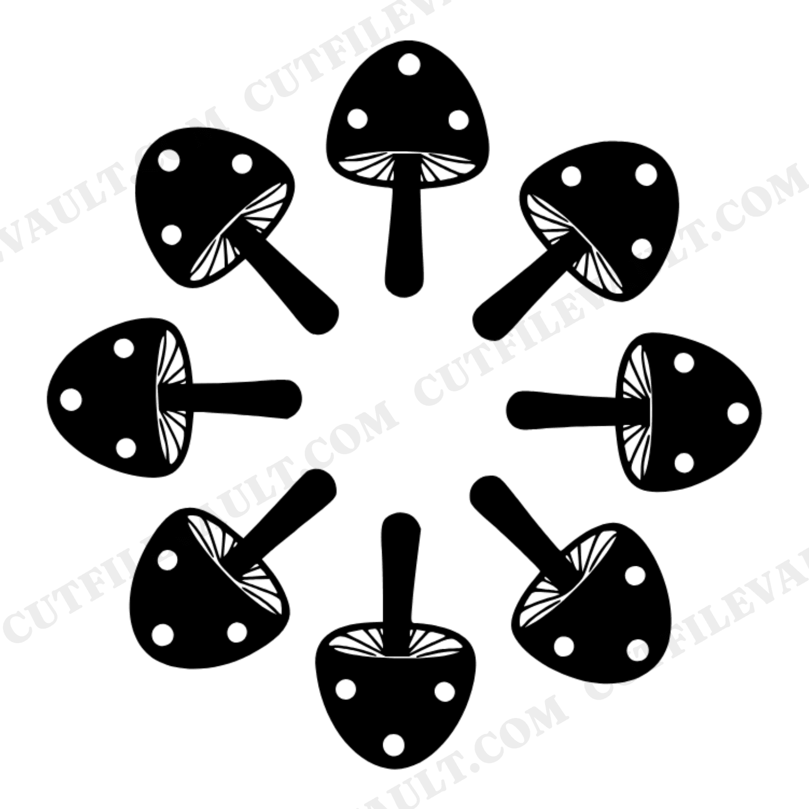 Celtic Fairy Ring Mushroom Circle SVG PNG Overhead View Cottagecore Woodland Magic Cut File, view 1