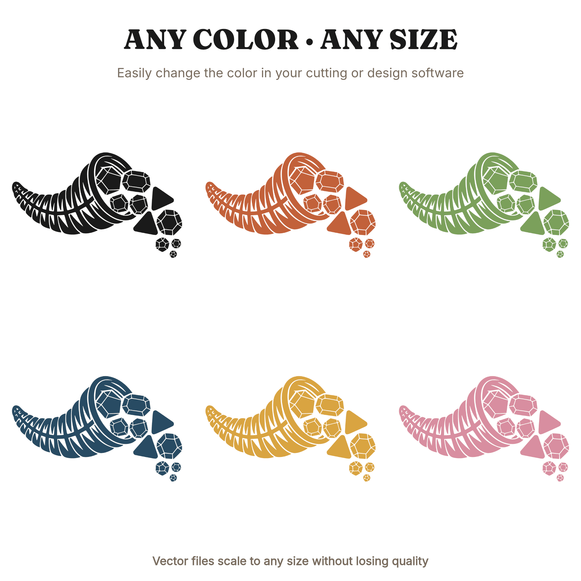 Geometric Gem Cornucopia SVG PNG Modern Harvest Horn Thanksgiving Cut File Cottagecore Floral, view 2