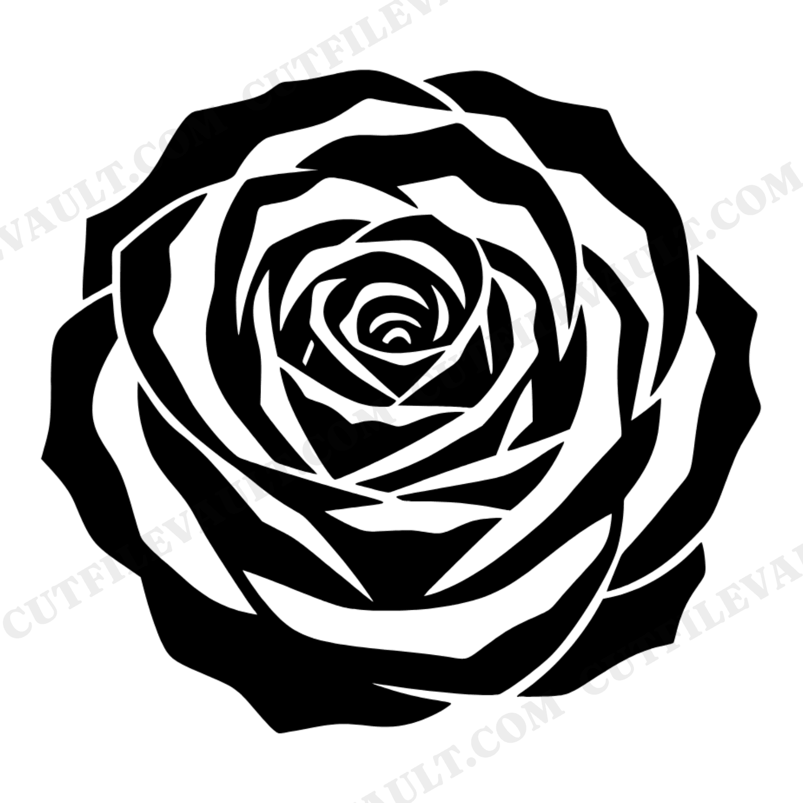 Overhead Rose Spiral SVG PNG Art Nouveau Silhouette Cut File for Wedding Decor Bridal Shower Crafts, view 1