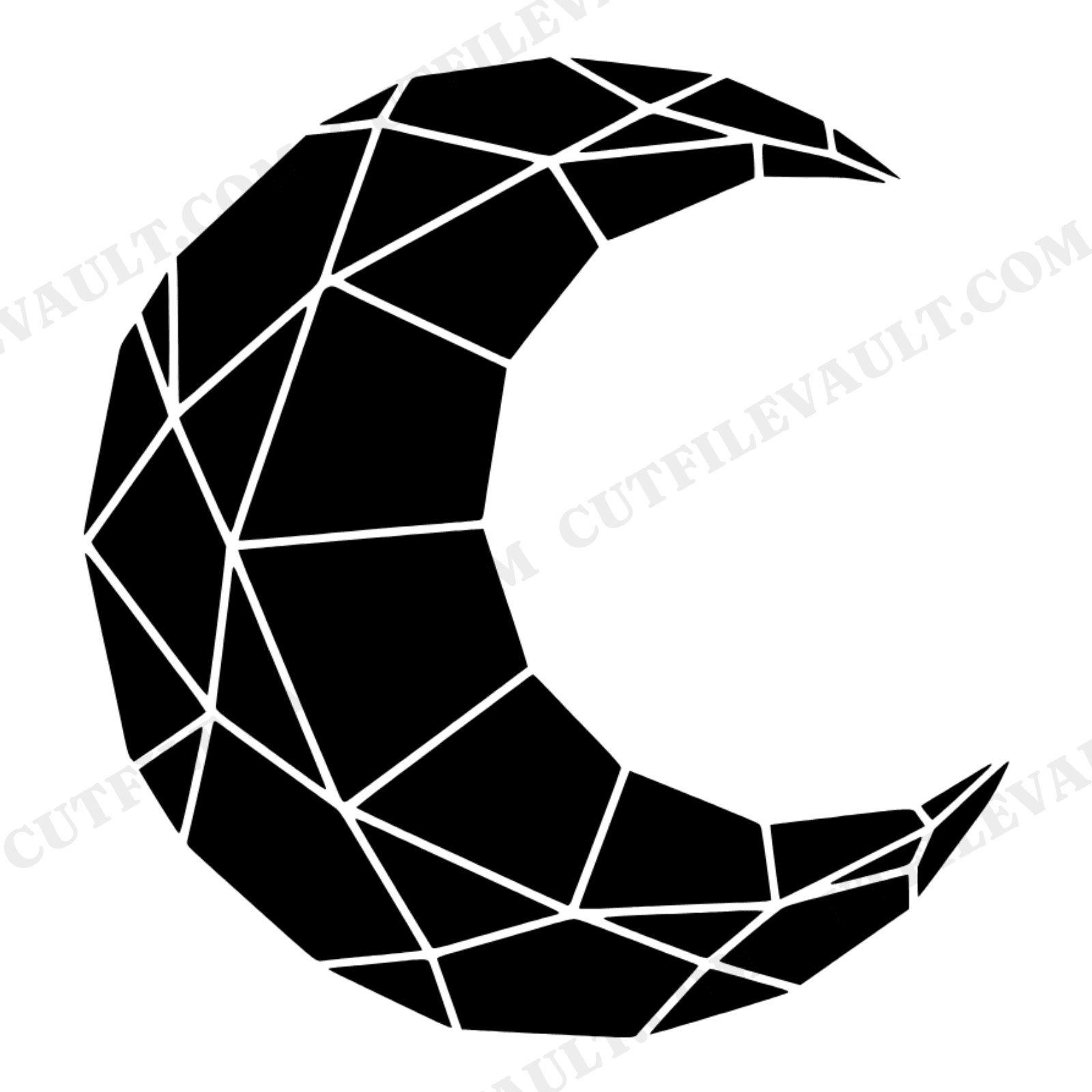 Celestial Crescent Moon Gemstone SVG PNG, Faceted Crystal Cut File for Vinyl Crafts, view 1