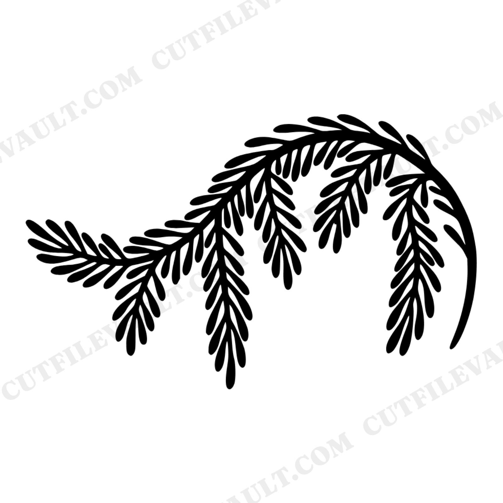 Christmas Pine Bough Art Nouveau SVG PNG, Boho Holiday Greenery Cut File for Cricut, view 1