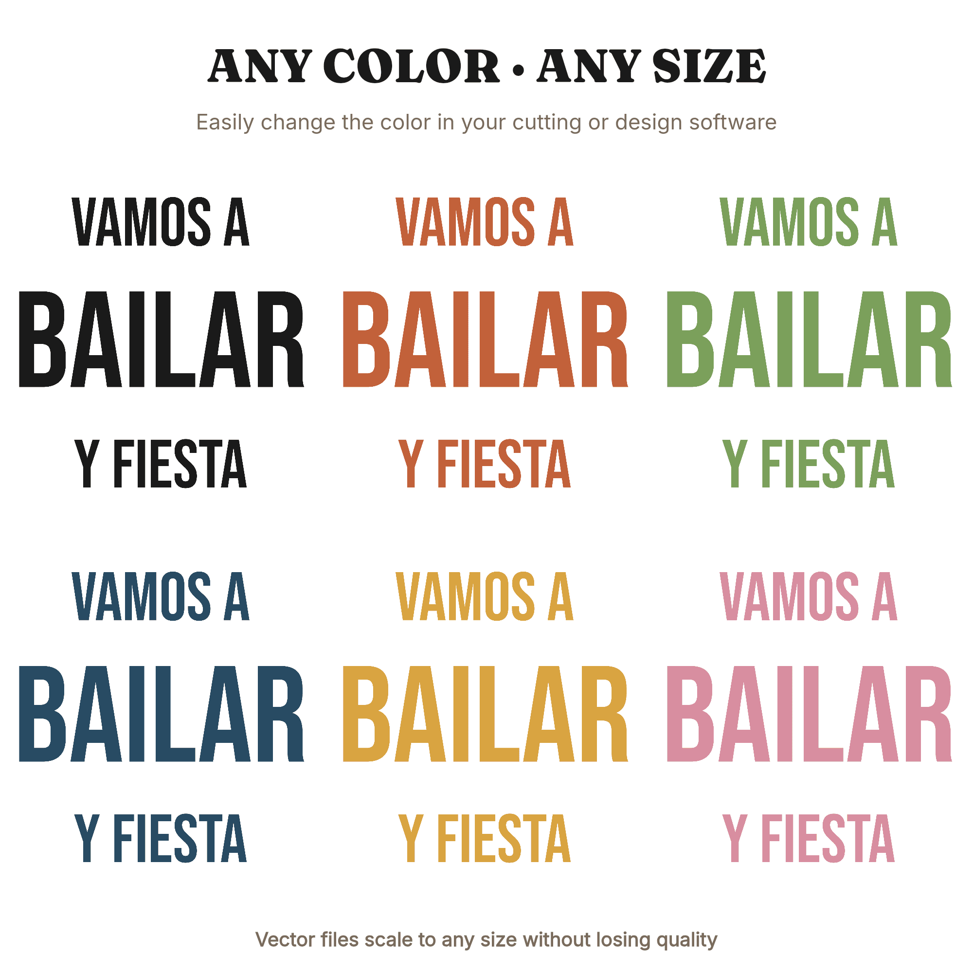 Vamos a Bailar SVG PNG Fiesta Party Decor Bold Geometric Hand Lettering Cut File, view 2