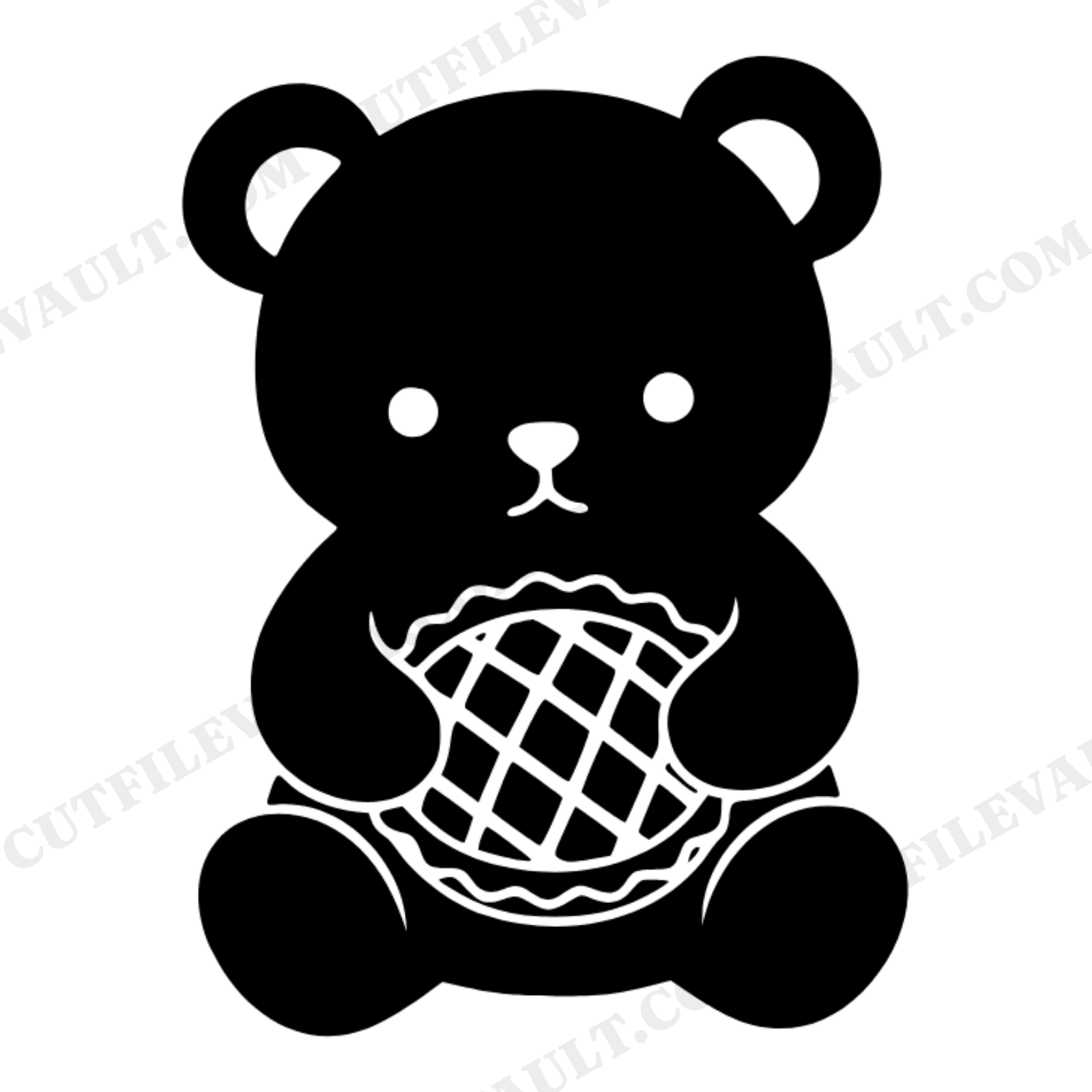 Kawaii Teddy Bear Hugging Pie SVG PNG, Thanksgiving Bear Cut File, Boho Nursery Birthday Decor, view 1