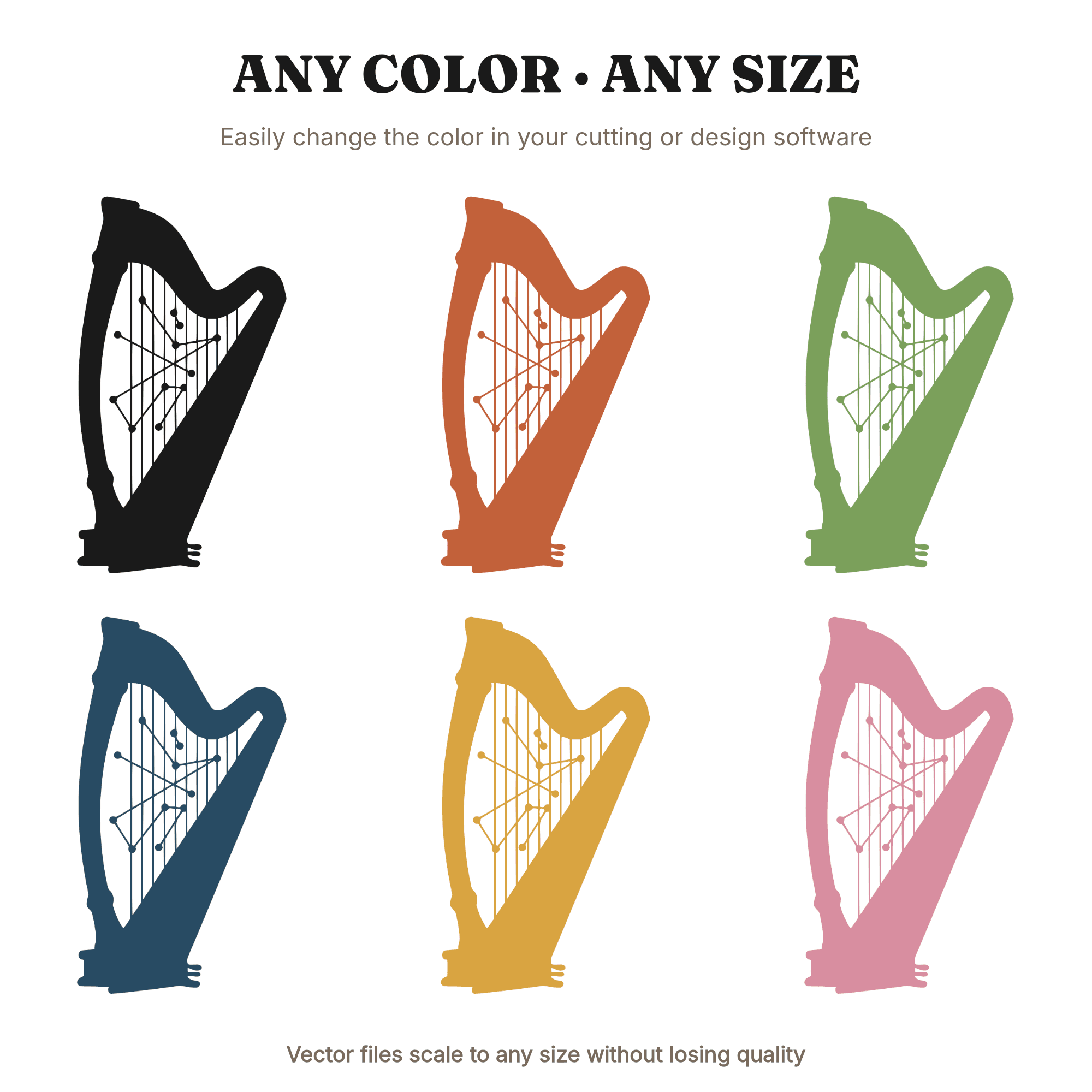 Celtic Harp Constellation SVG PNG, Irish Harp Silhouette, St Patrick's Day Decor Cut File, view 2