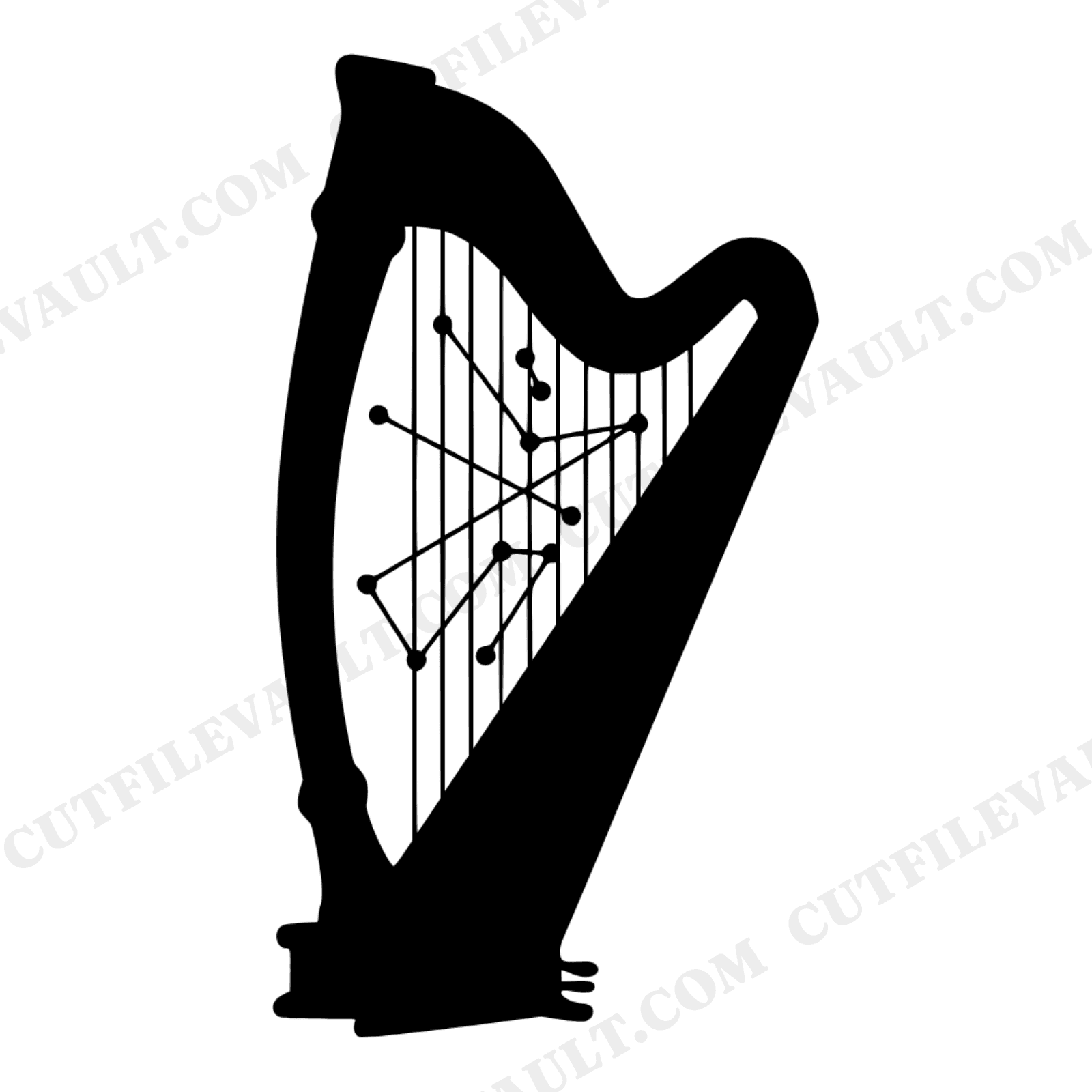 Celtic Harp Constellation SVG PNG, Irish Harp Silhouette, St Patrick's Day Decor Cut File, view 1