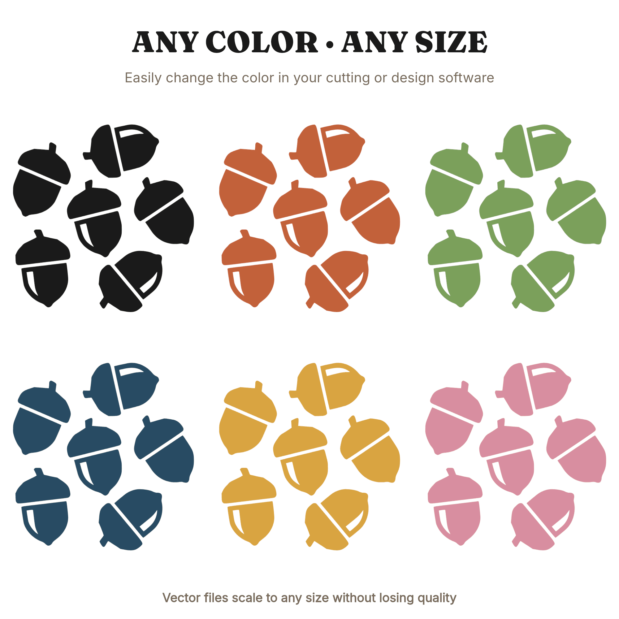 Scattered Acorns Overhead View SVG PNG Fall Woodland Nursery Decor Cut File Autumn Clipart, view 2