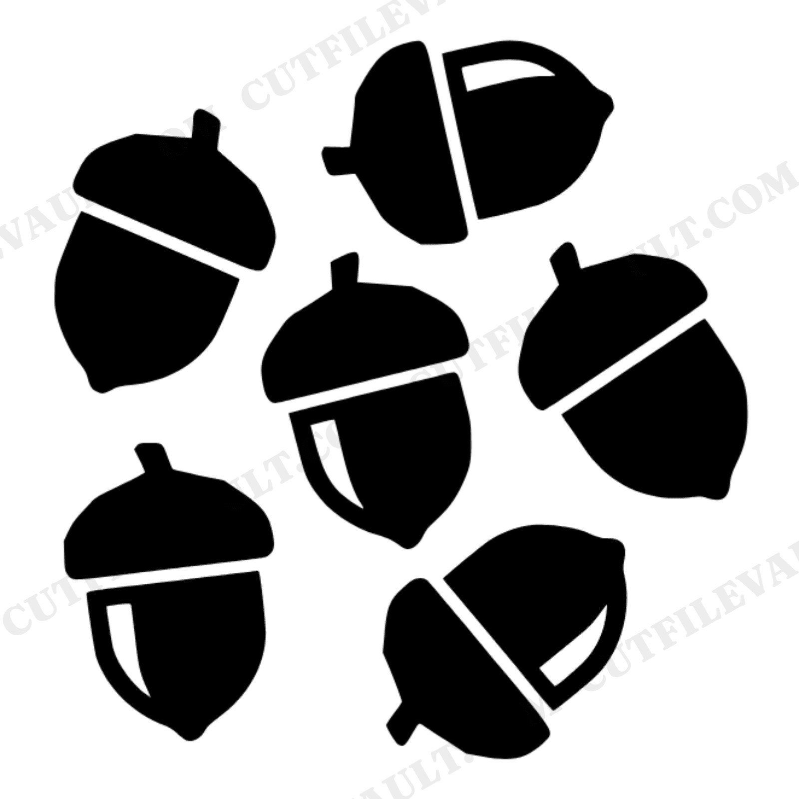 Scattered Acorns Overhead View SVG PNG Fall Woodland Nursery Decor Cut File Autumn Clipart, view 1