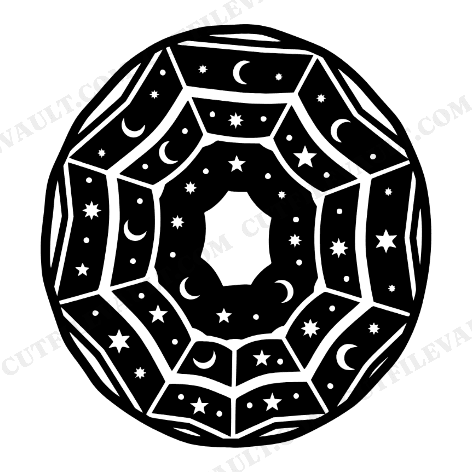 Celestial Geode Stained Glass SVG PNG, Mystical Crystal Slice Cut File, Cosmic Spiritual Decor, view 1