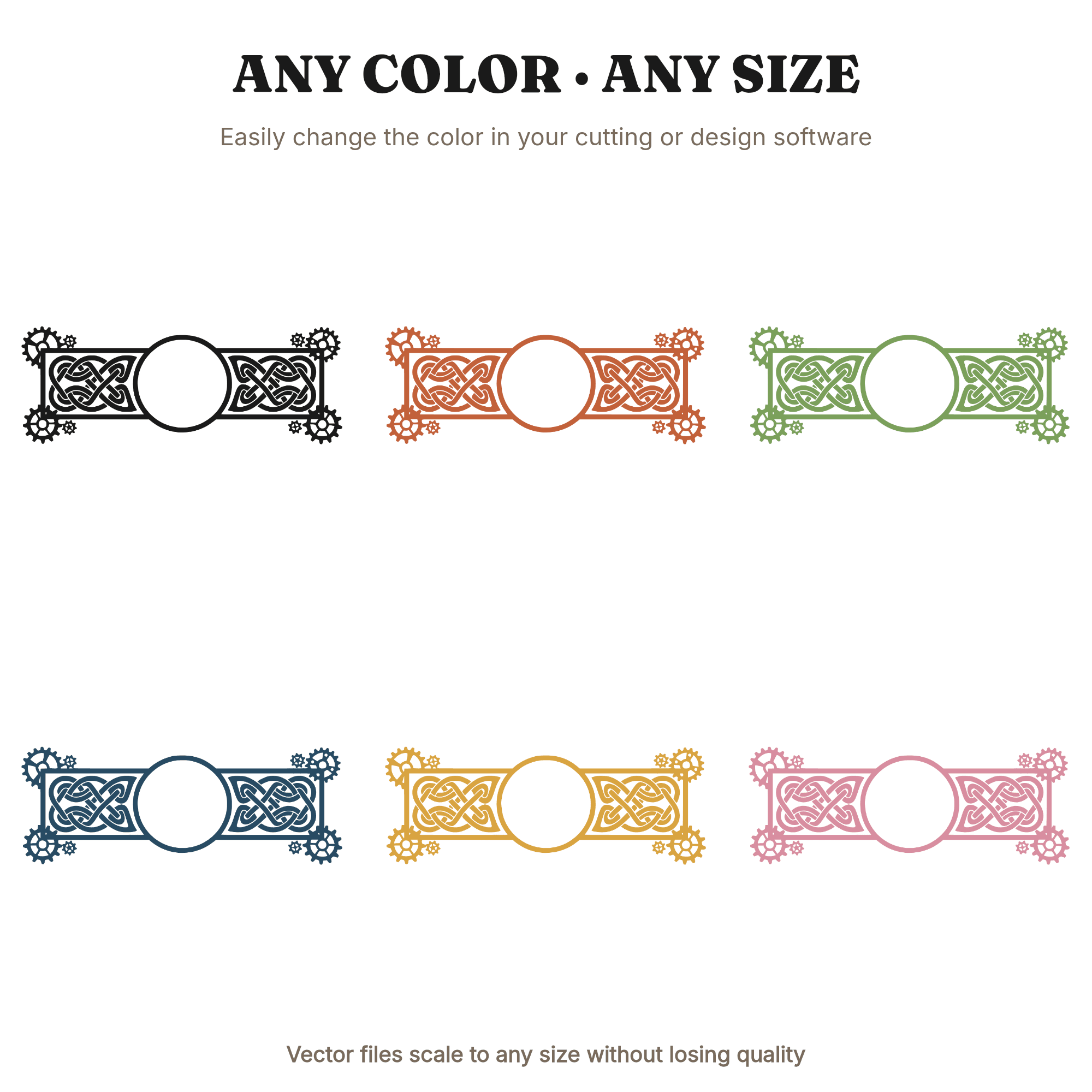 Celtic Knot Banner SVG with Steampunk Gears PNG, St Patrick's Day Farmhouse Wall Decor Cut File, view 2