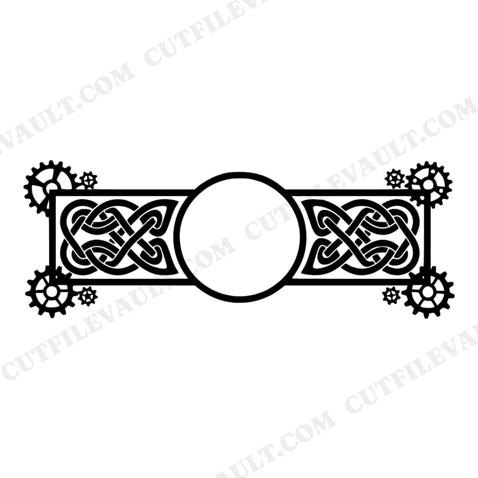 Celtic Knot Banner SVG with Steampunk Gears PNG, St Patrick's Day Farmhouse Wall Decor Cut File, view 1