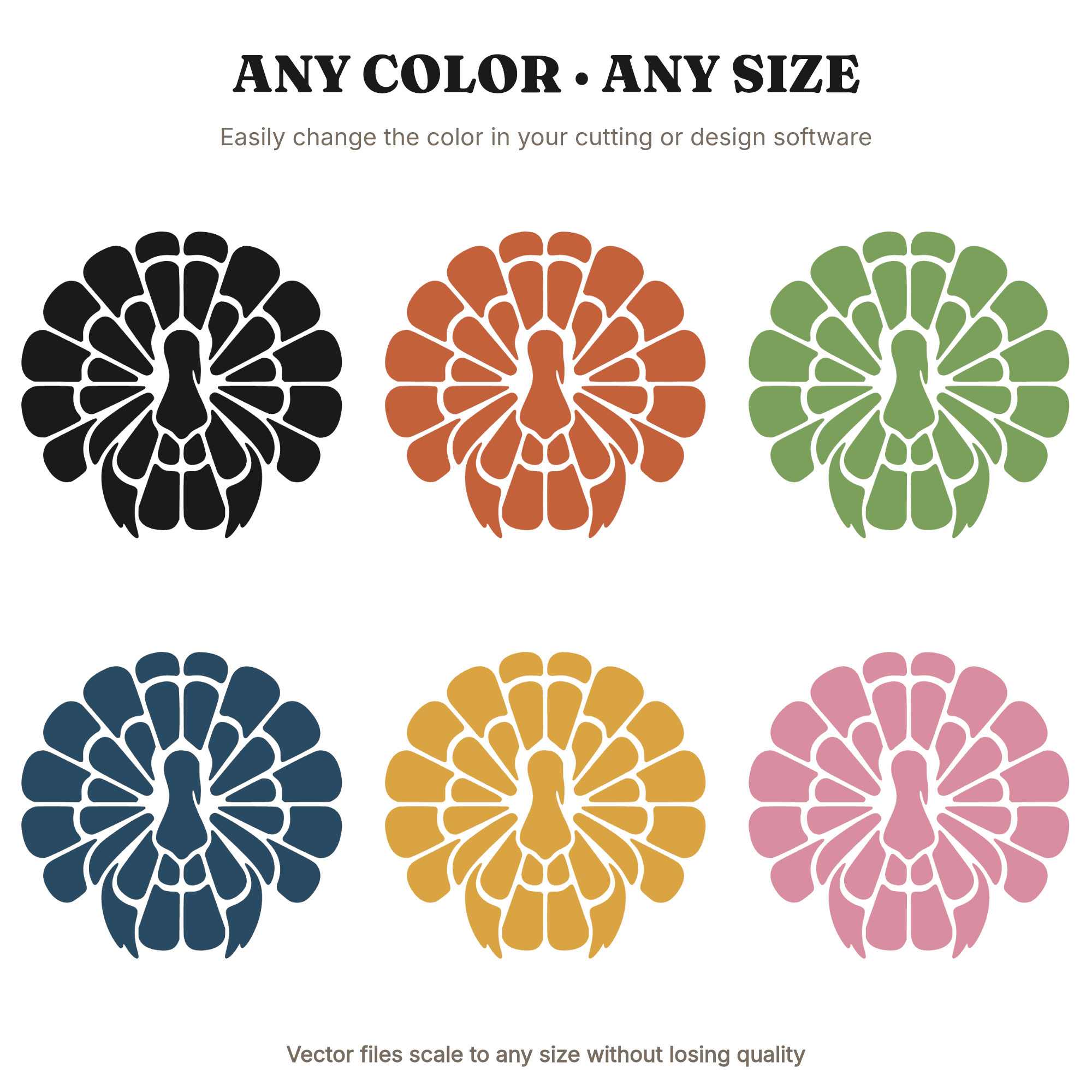 Mid Century Turkey Tail Bloom Abstract SVG PNG, Thanksgiving Turkey Silhouette Cut File, view 2