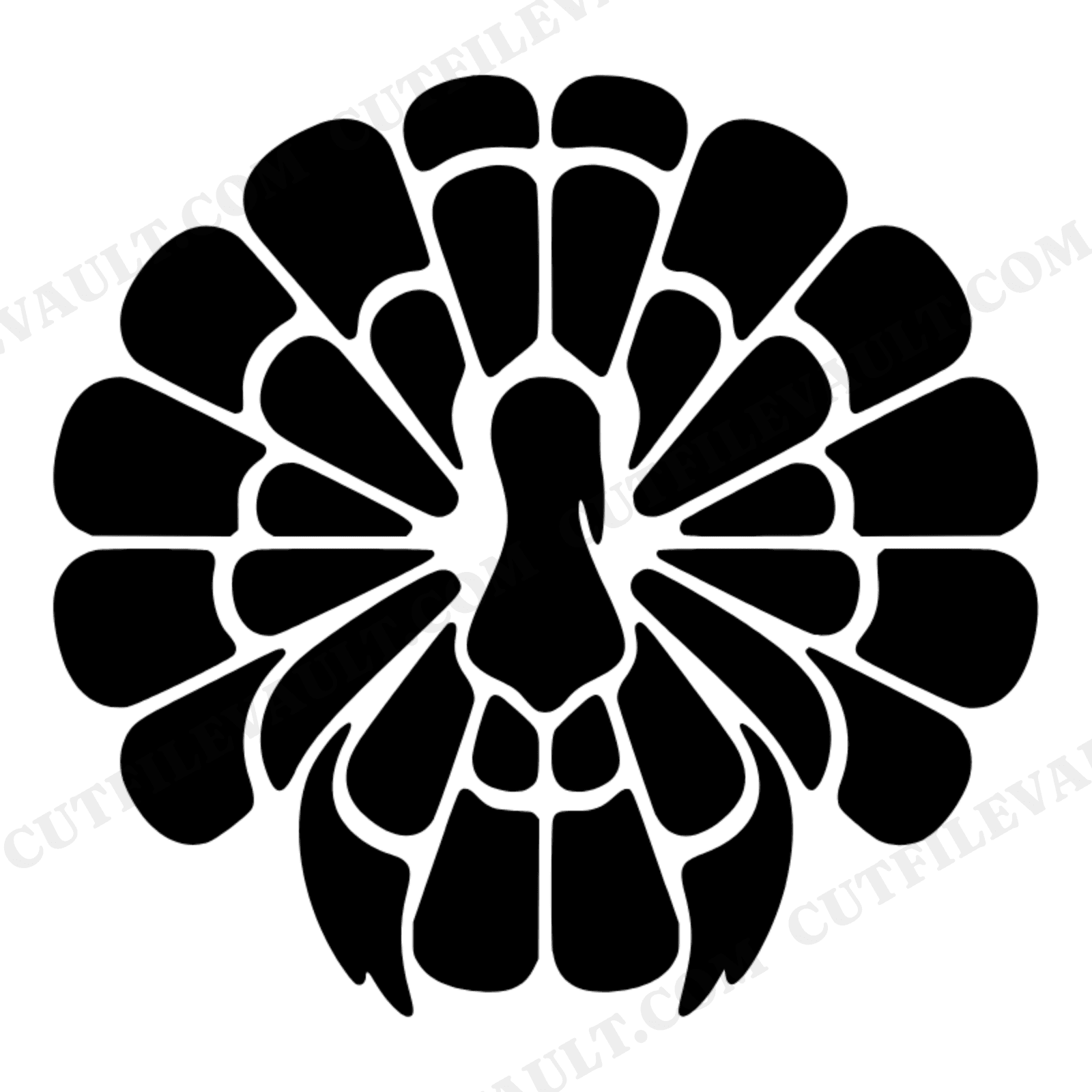 Mid Century Turkey Tail Bloom Abstract SVG PNG, Thanksgiving Turkey Silhouette Cut File, view 1